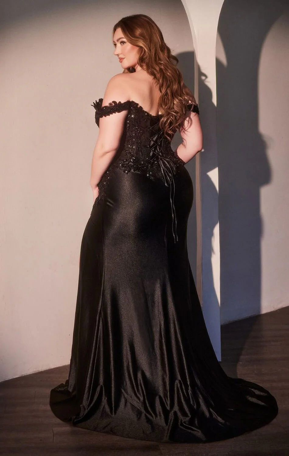 PHILIPPA GOWN - OFF THE SHOULDER LACE & SATIN DRESS - Image 6