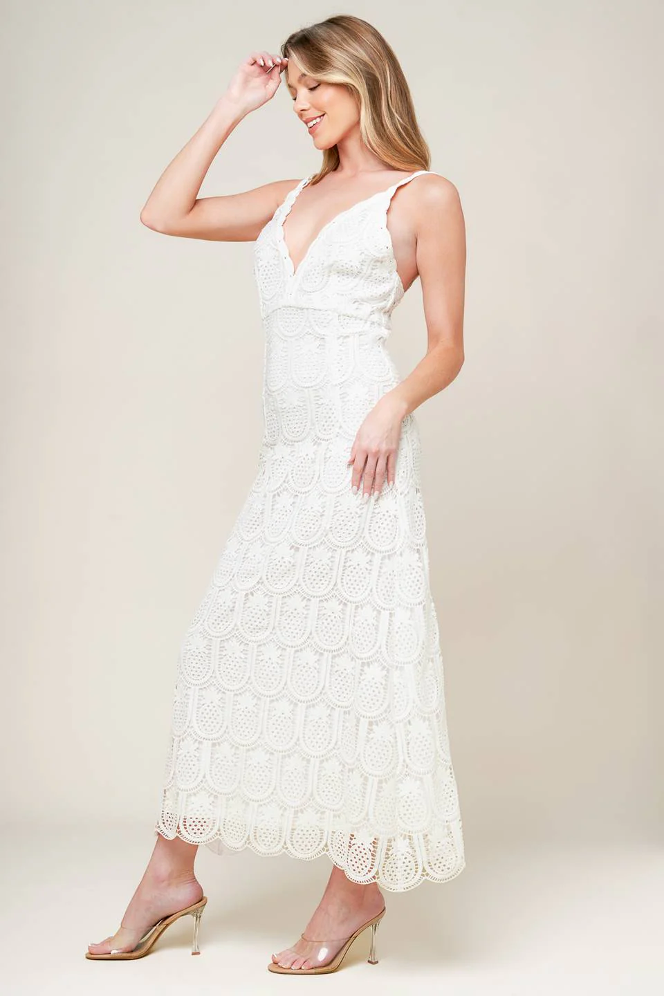 PINEAPPLE PARADISE WHITE LACE DRESS - Image 5