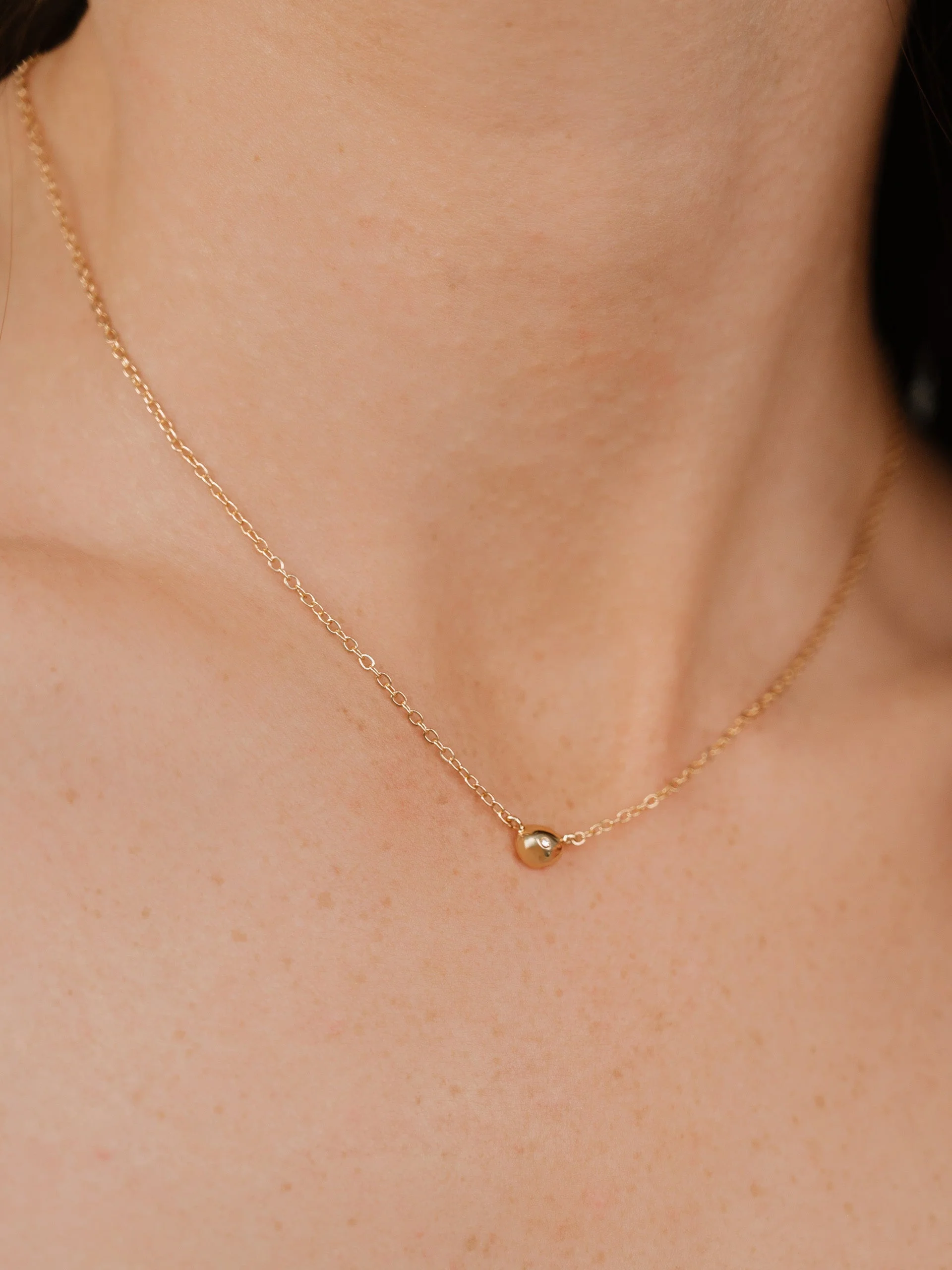 Polished Dainty Pebble Necklace - Image 4