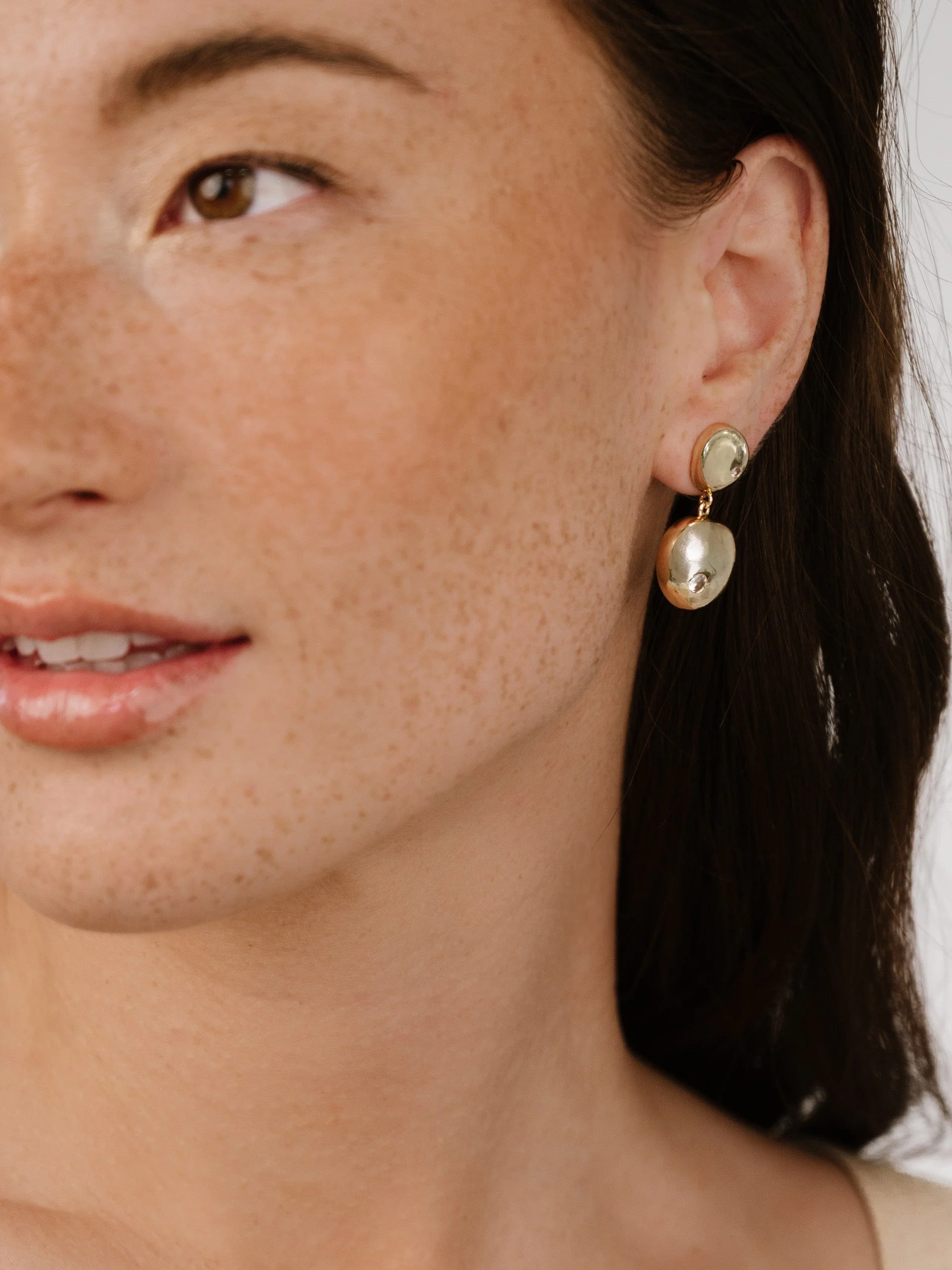 Polished Double Pebble Drop Earrings - Image 11