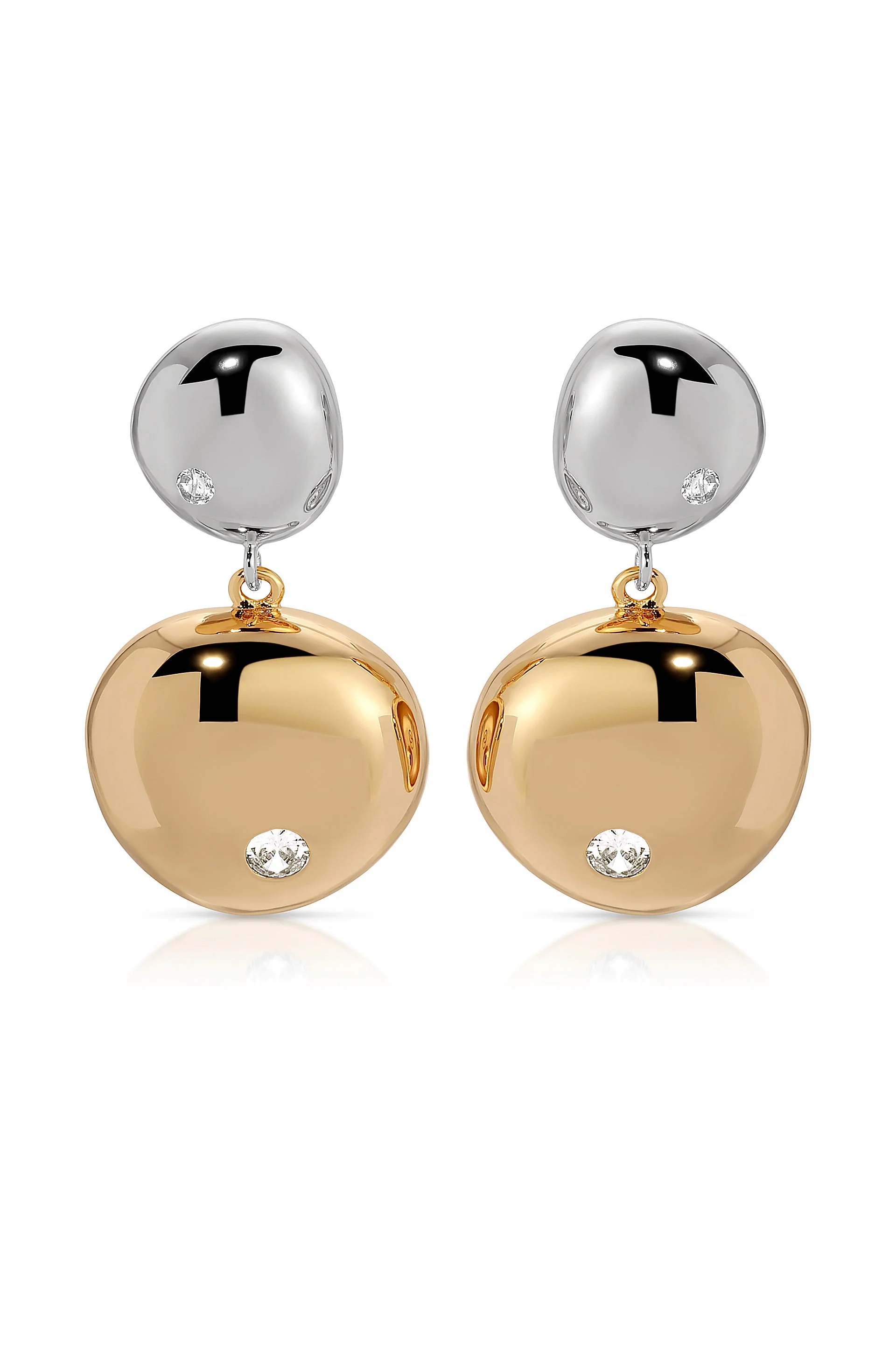 Polished Double Pebble Drop Earrings - Image 13