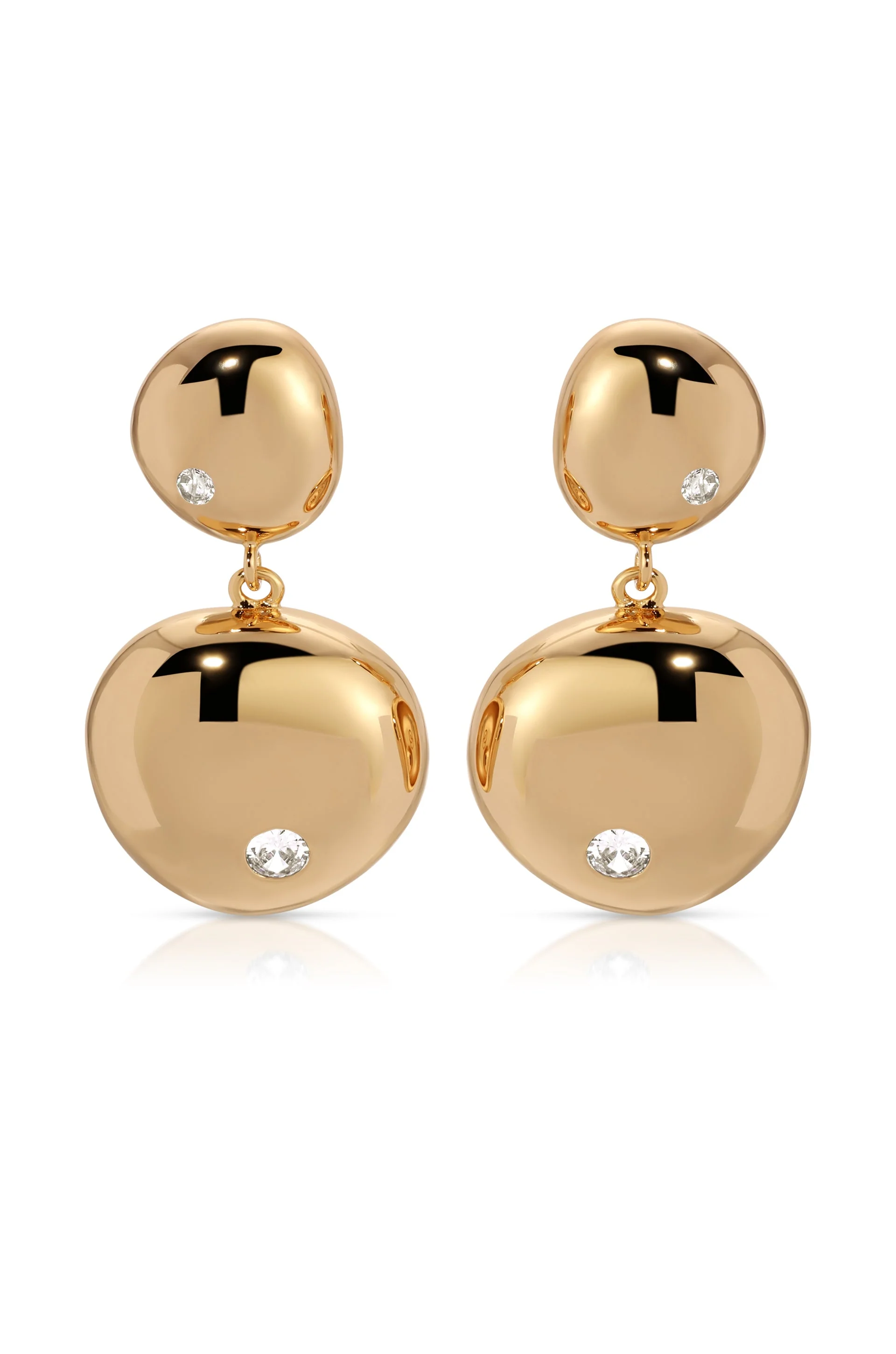 Polished Double Pebble Drop Earrings - Image 2