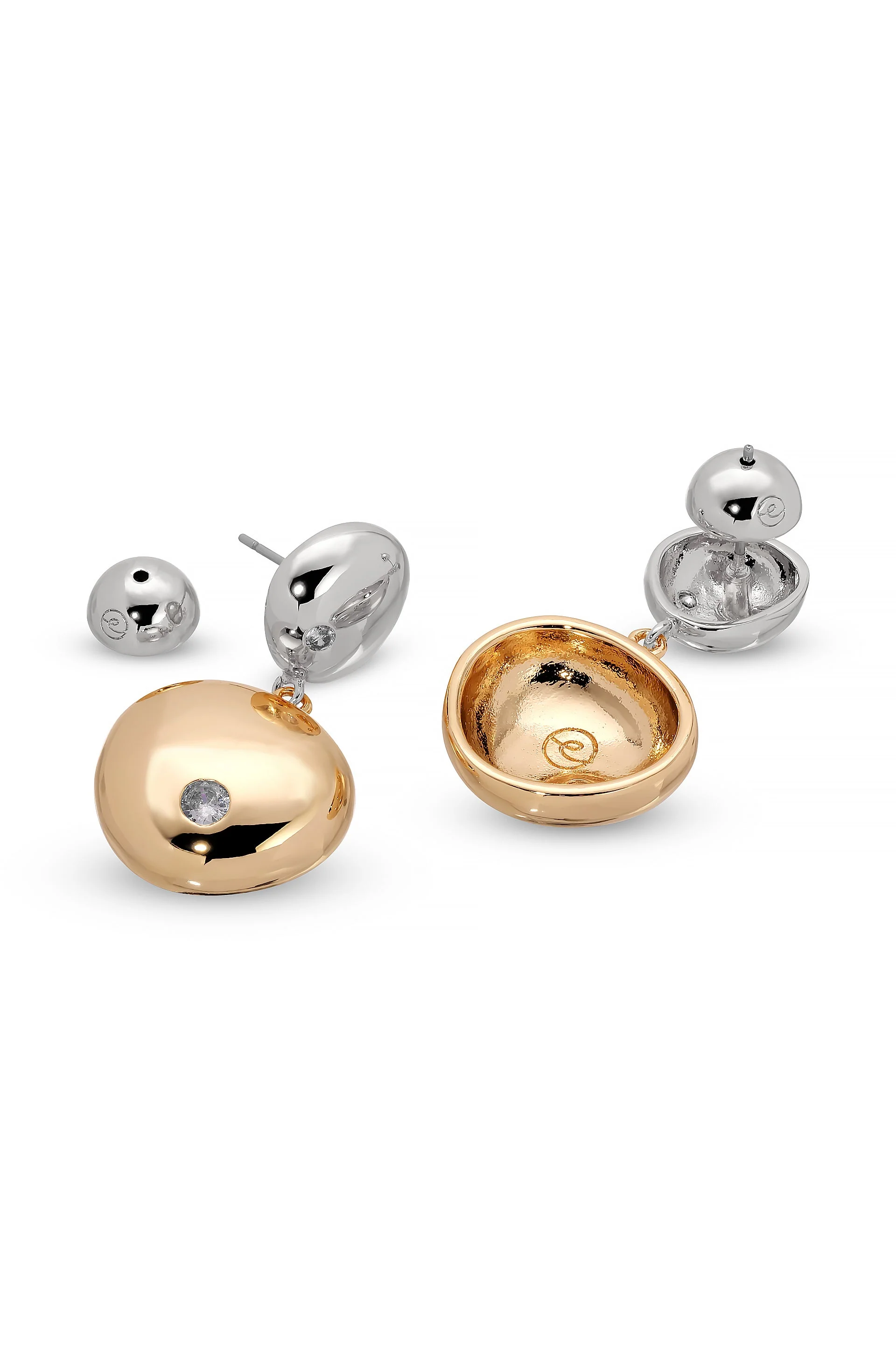 Polished Double Pebble Drop Earrings - Image 4