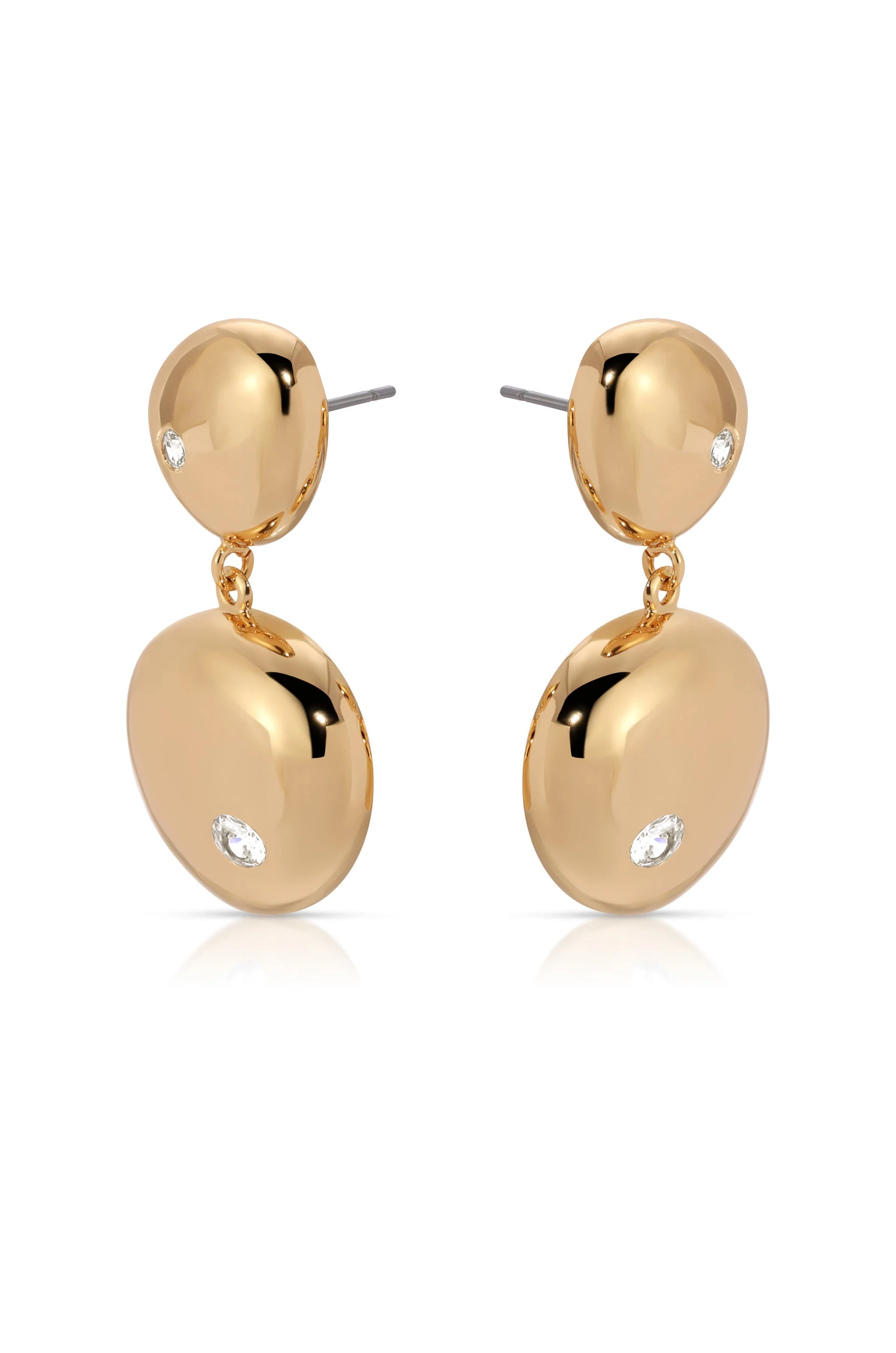 Polished Double Pebble Drop Earrings - Image 8