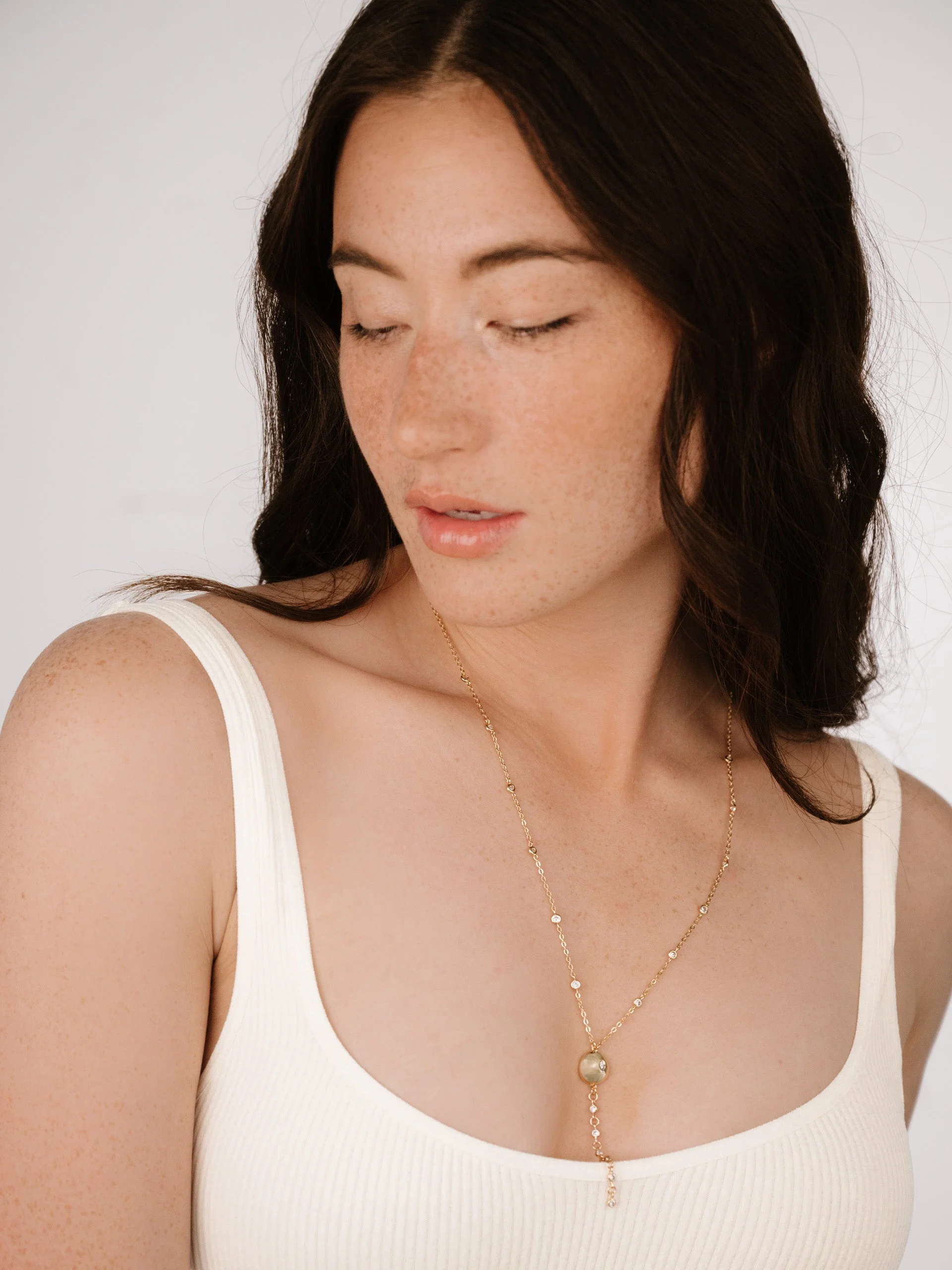 Polished Pebble Crystal Chain Lariat - Image 5