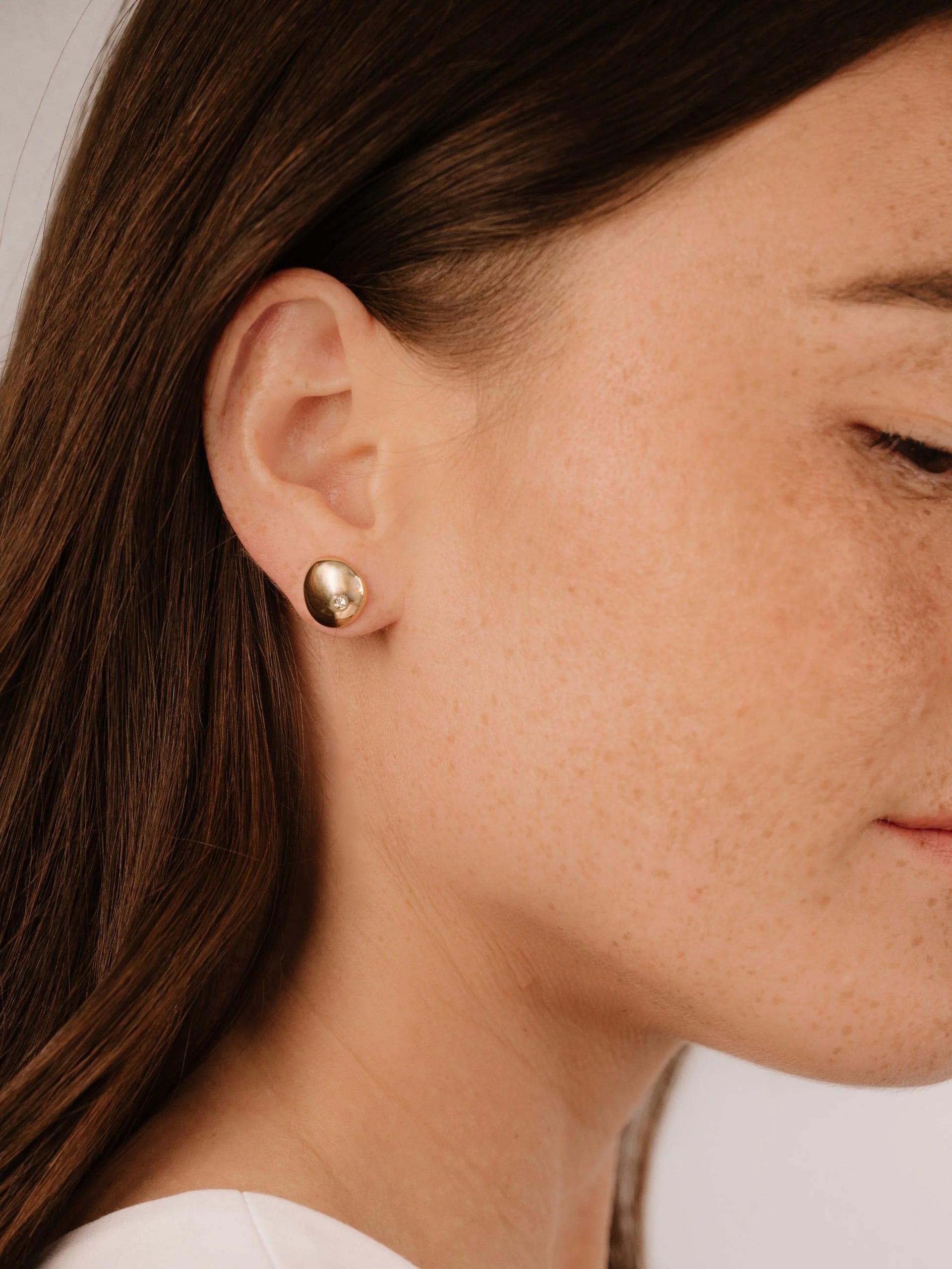 Polished Pebble Crystal Stud Earrings - Image 7