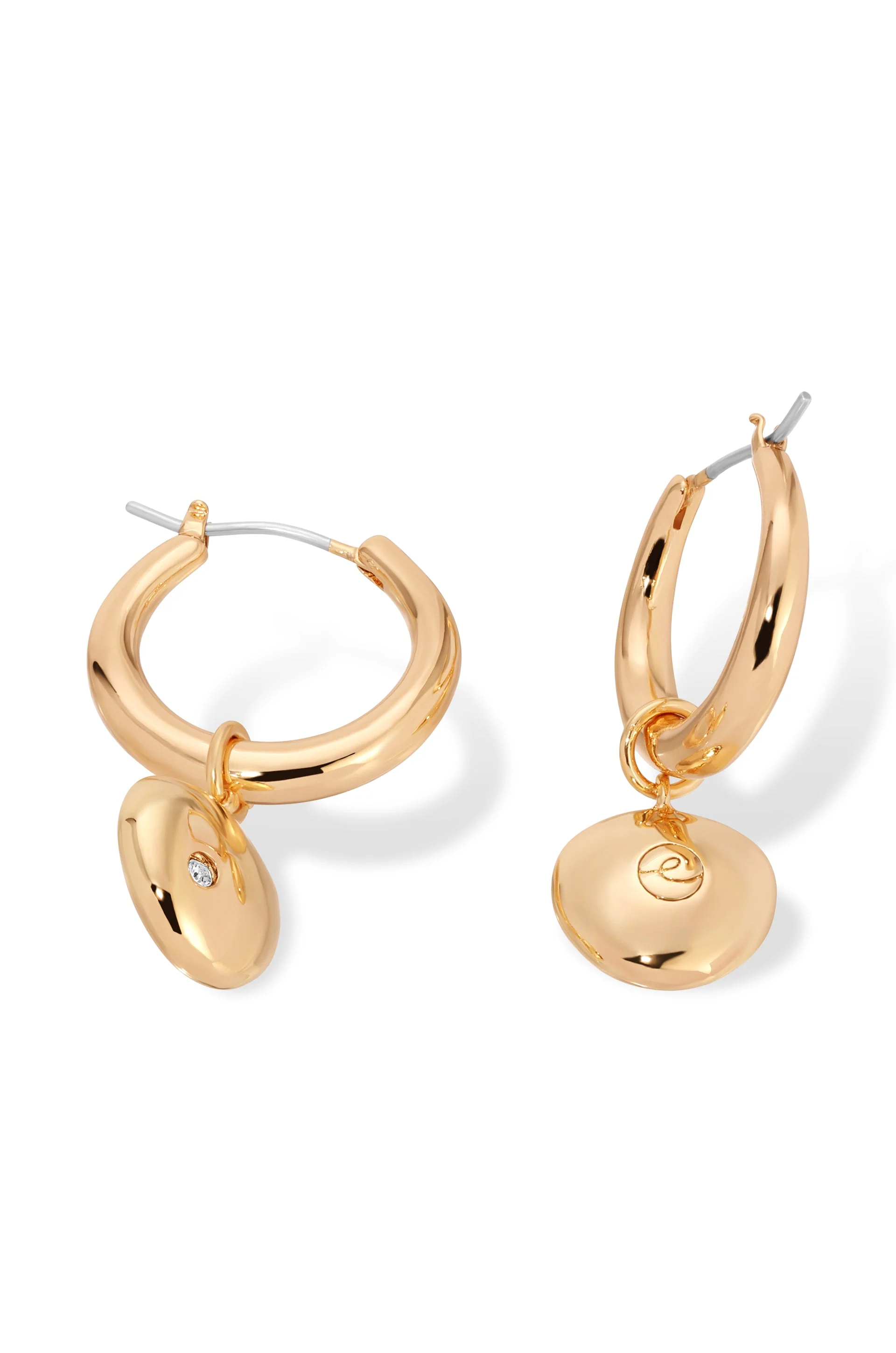 Polished Pebble Huggie Hoop Earrings - Image 3