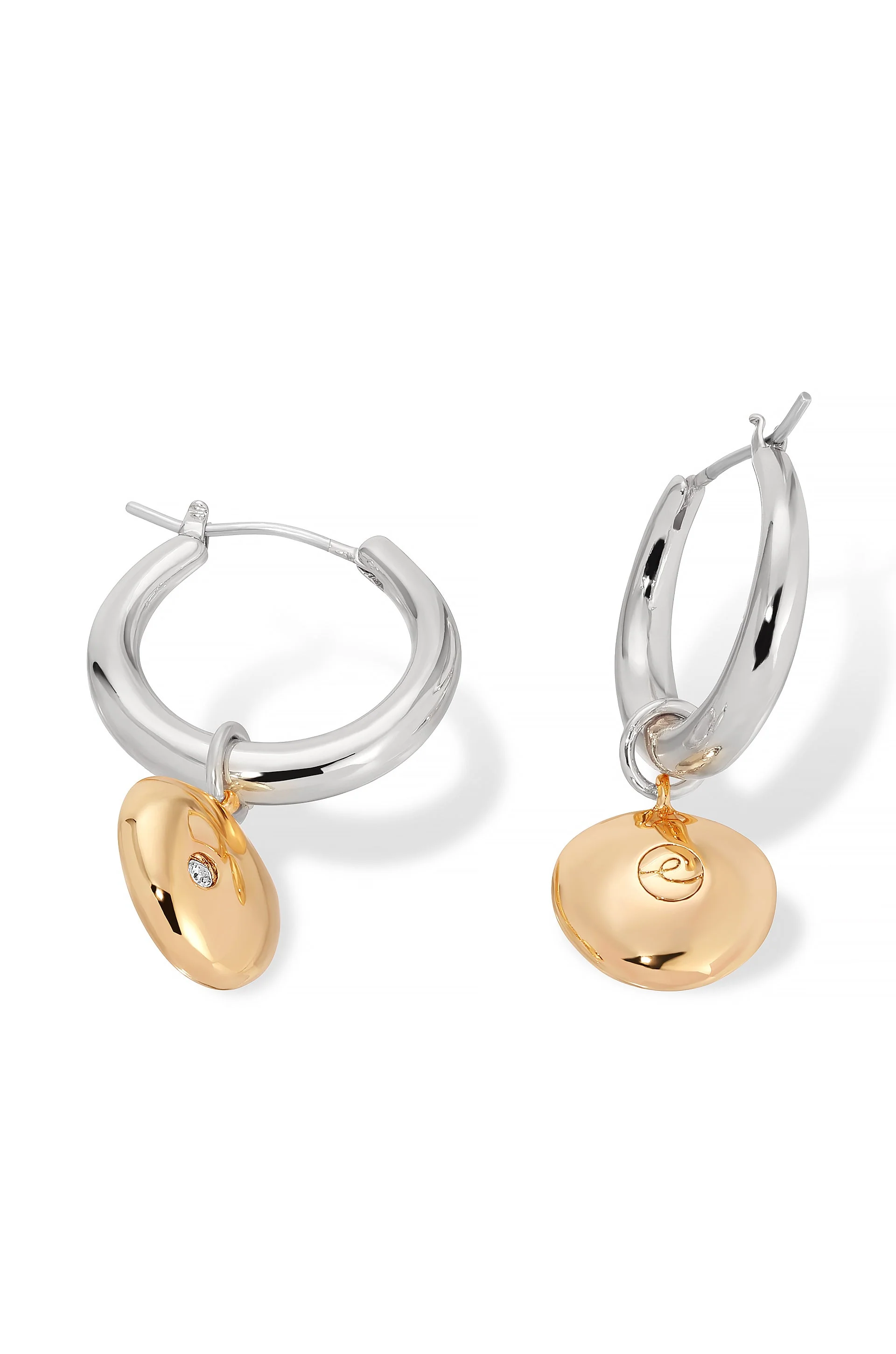 Polished Pebble Huggie Hoop Earrings - Image 4