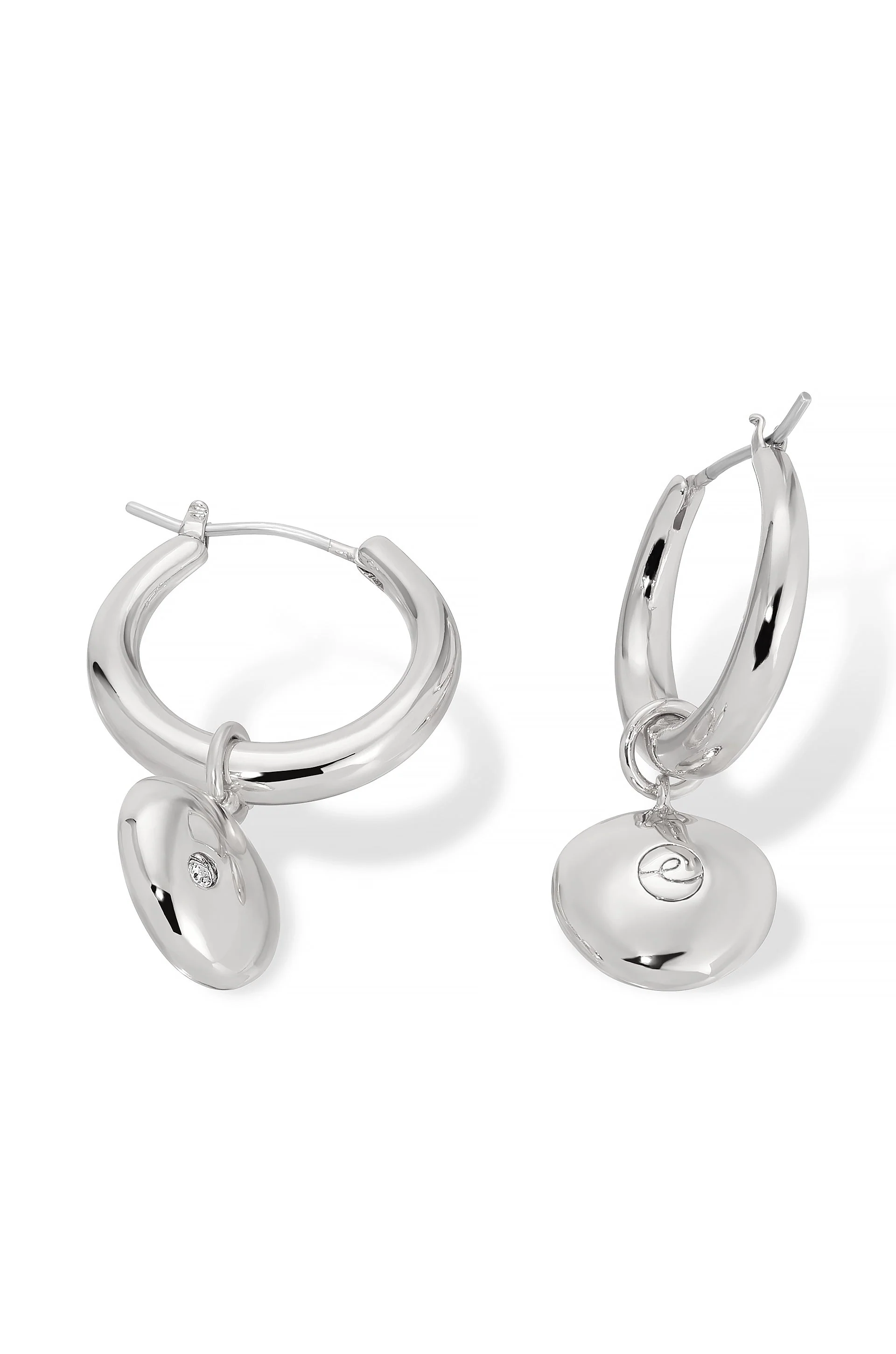 Polished Pebble Huggie Hoop Earrings - Image 6