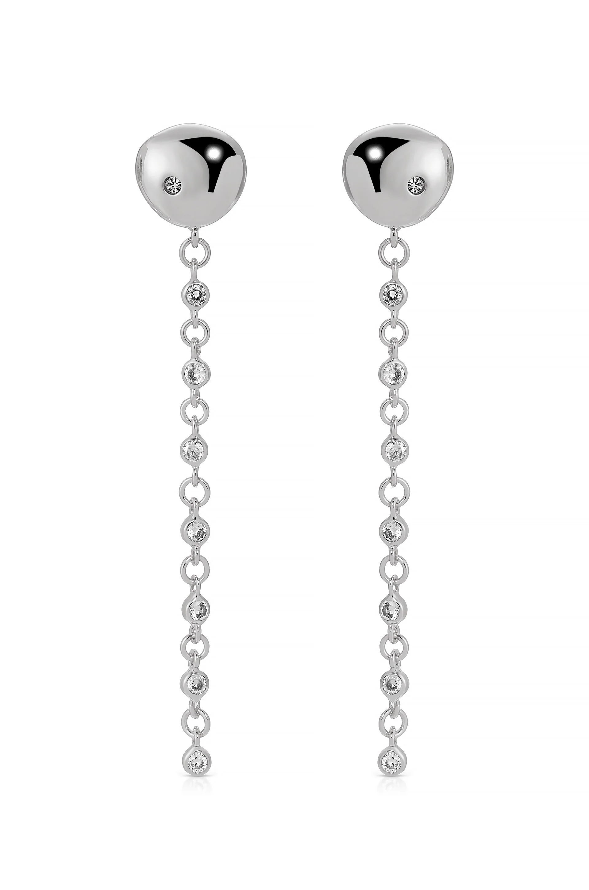 Polished Pebble Linear Chain Earrings - Image 10