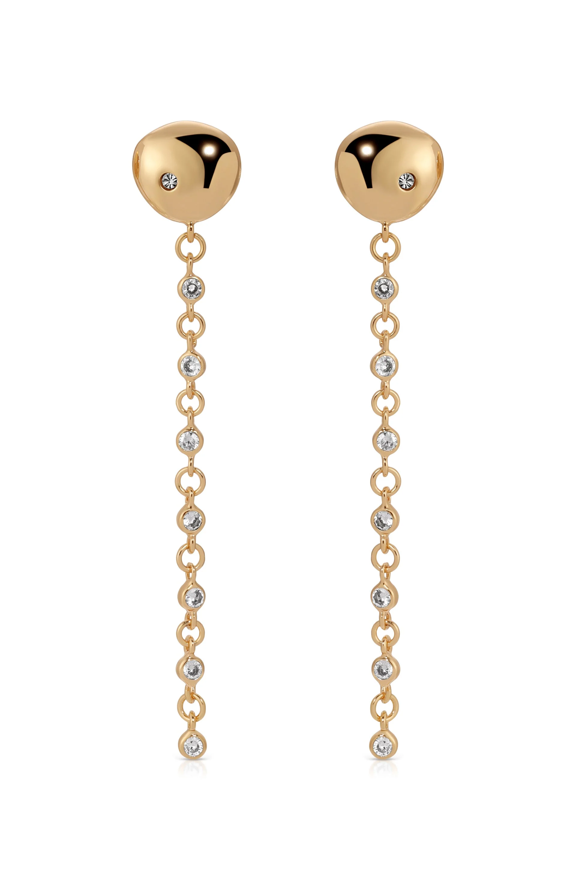 Polished Pebble Linear Chain Earrings - Image 2