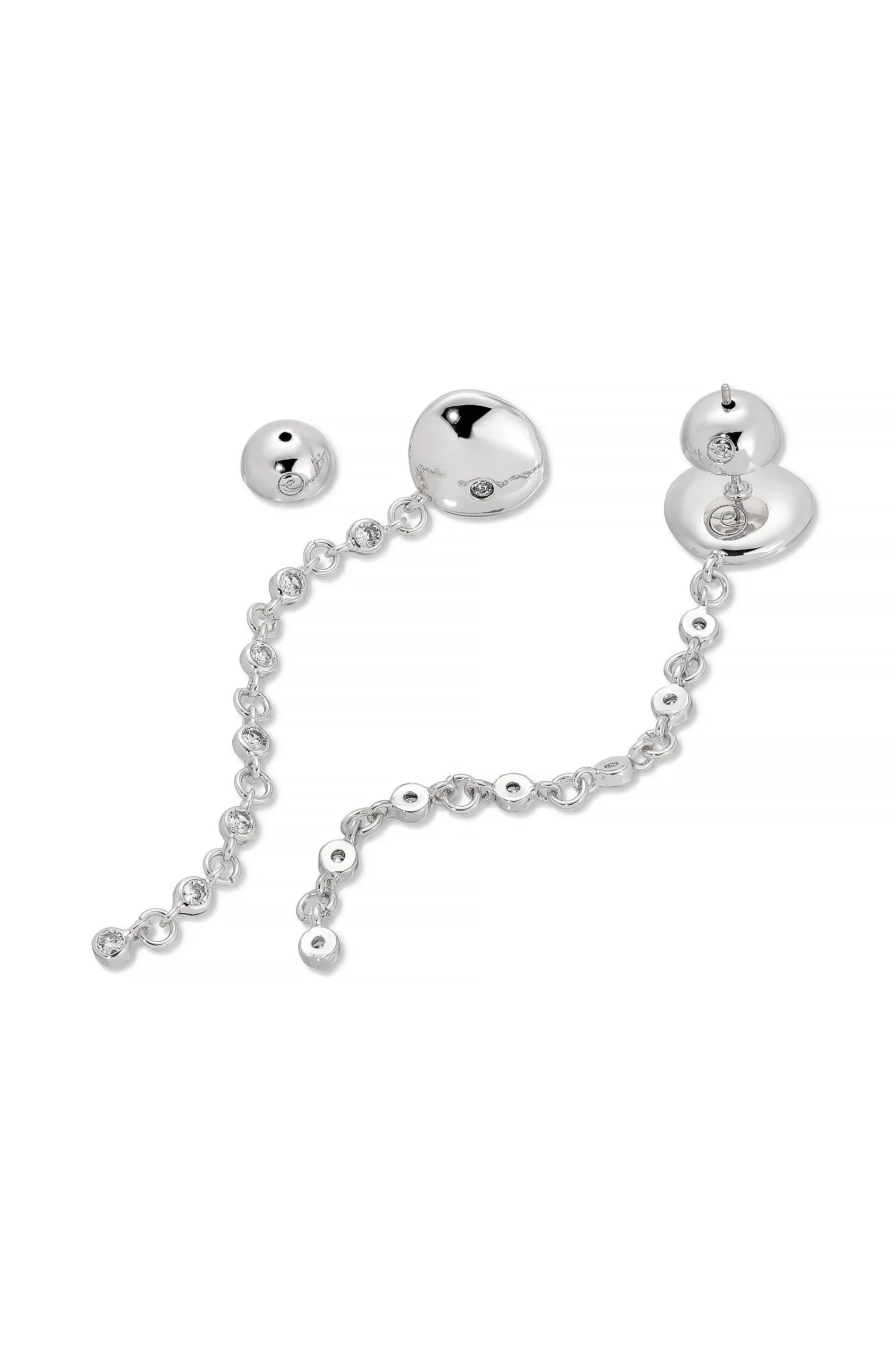 Polished Pebble Linear Chain Earrings - Image 4