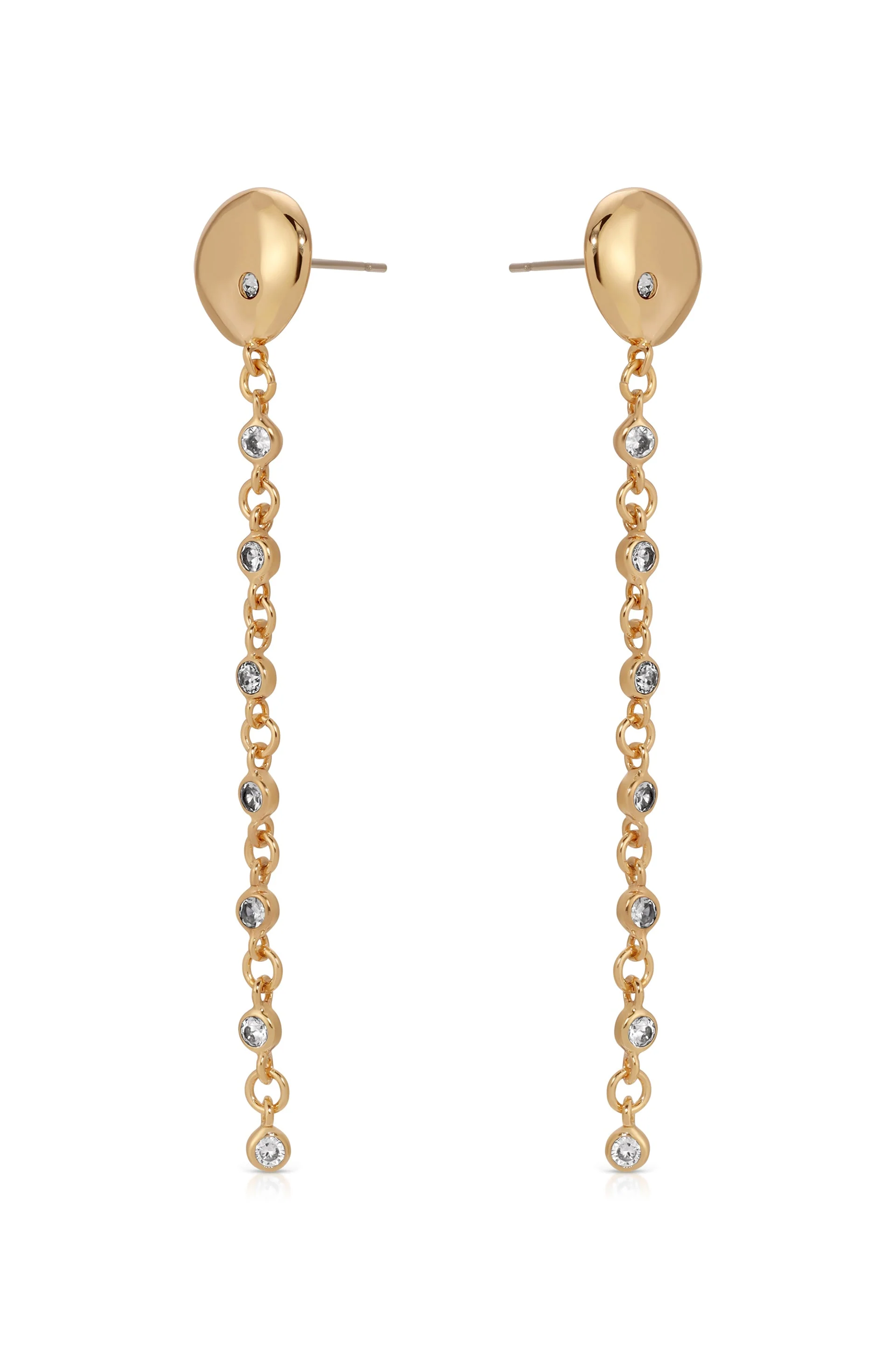 Polished Pebble Linear Chain Earrings - Image 6
