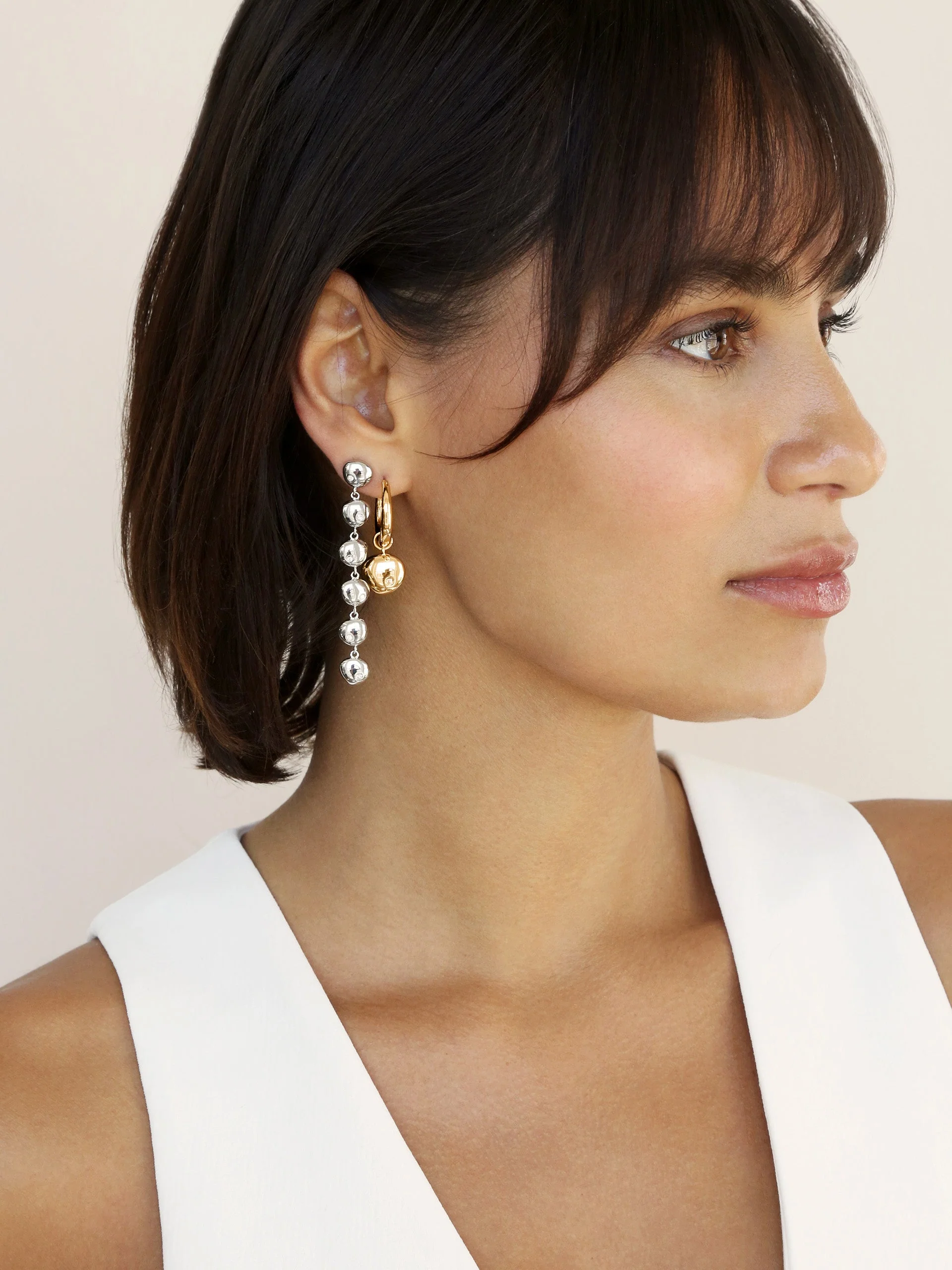 Polished Pebble Linear Dangle Earrings - Image 10