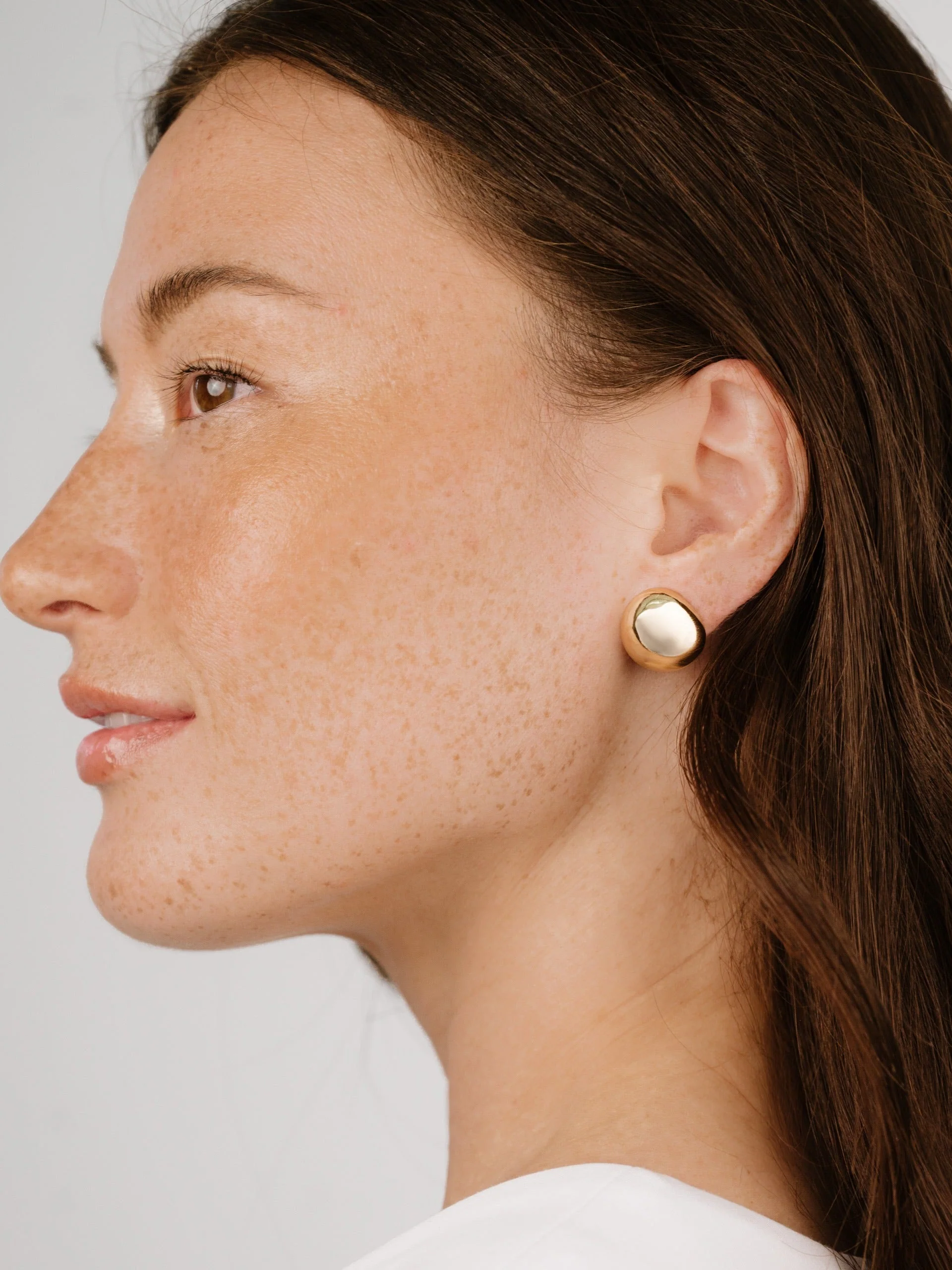 Polished Pebble Stud Earrings - Image 5