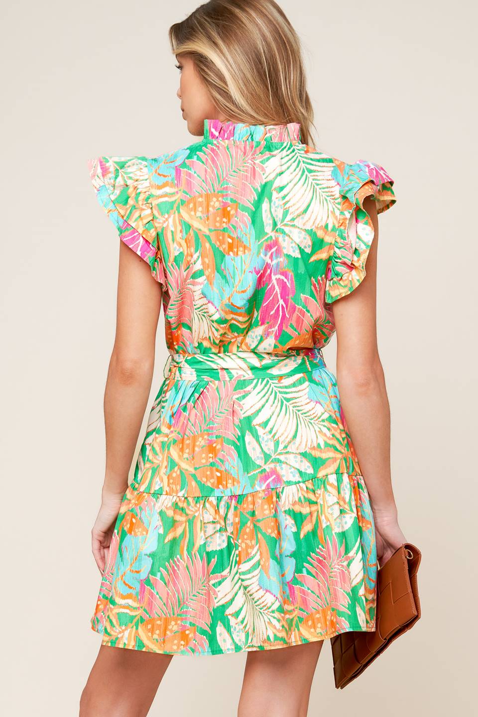 PORT OF CALL MINI DRESS - GREEN MULTI - Image 2