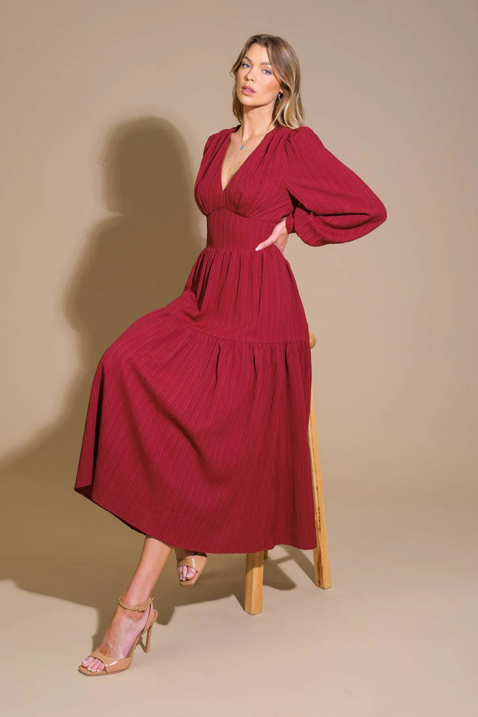 POSH PRESENCE WOVEN MIDI DRESS - Image 8