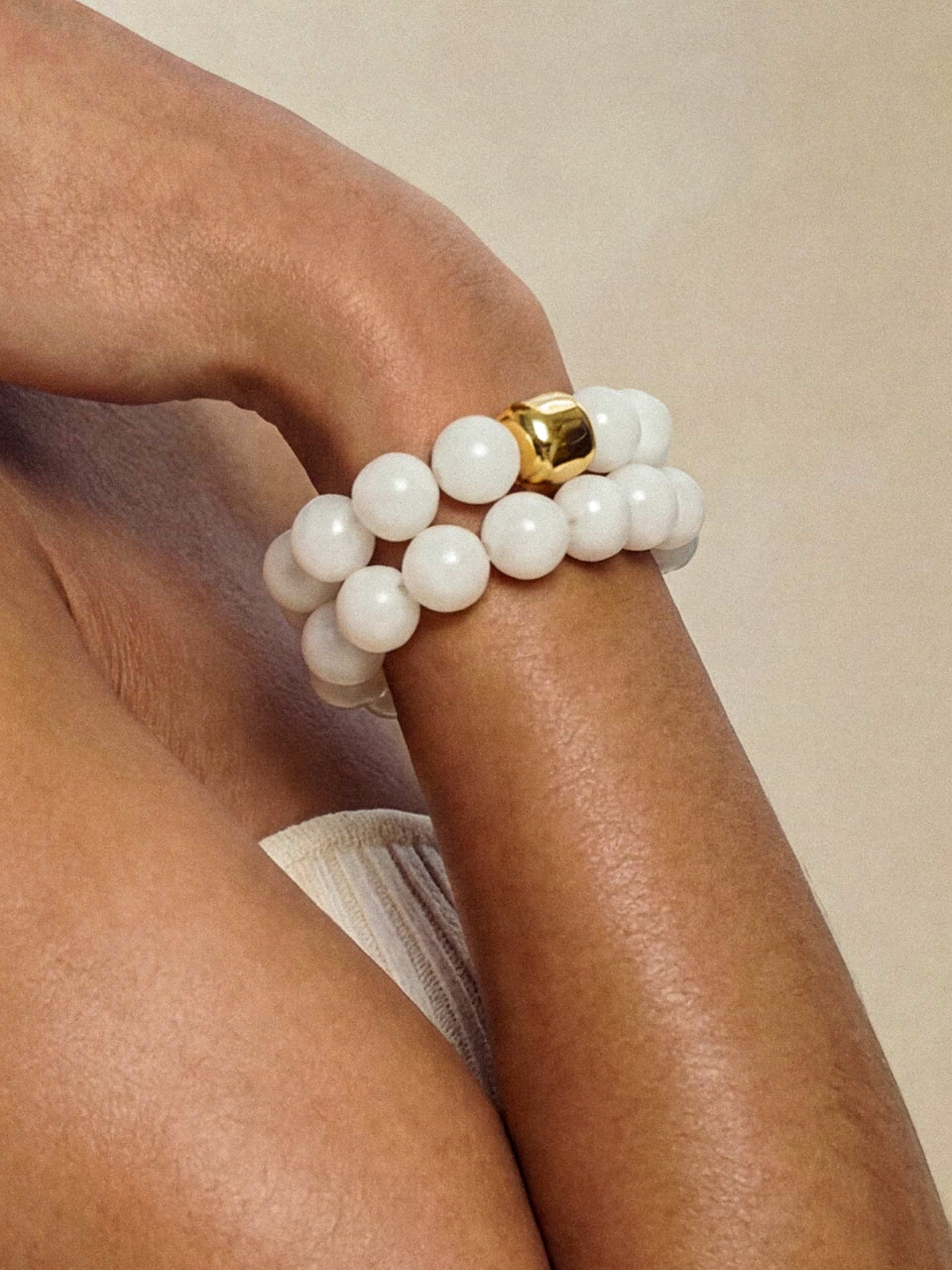 Power Bead Bracelet Stack in Bone - Image 3
