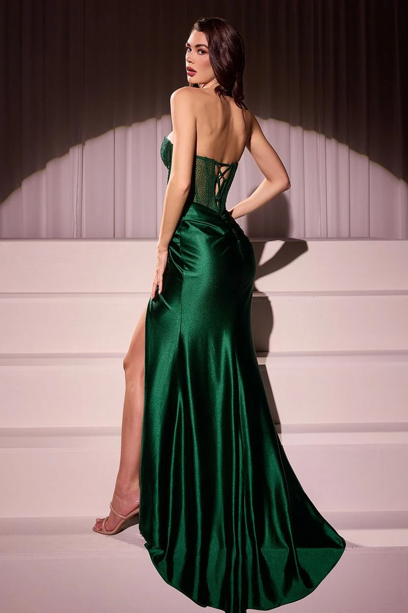 PRESTON GOWN - STRAPLESS FITTED SATIN & HOT STONE DRESS - Image 9