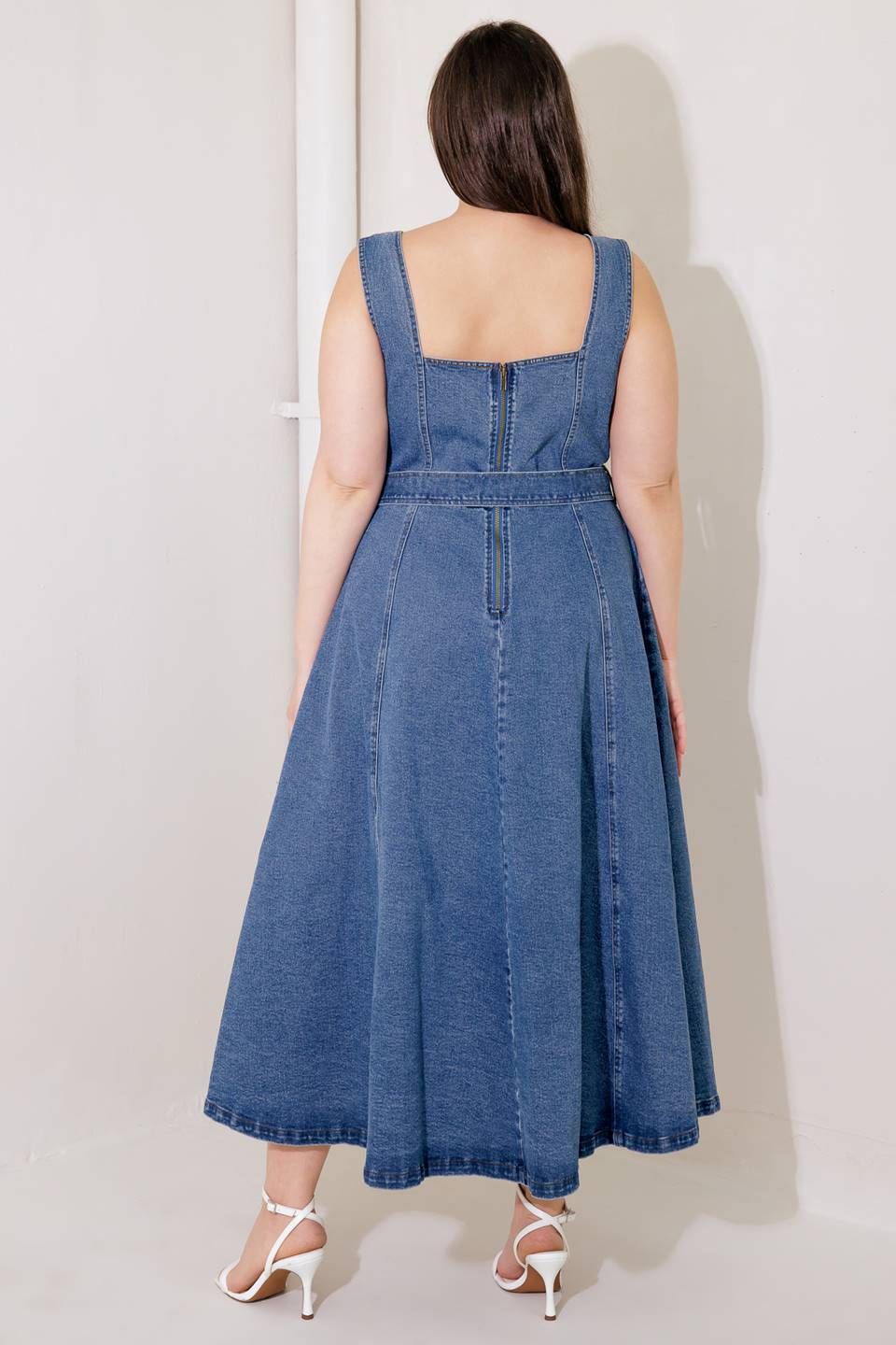 PRETTIEST BEHAVIOR DENIM MIDI DRESS - Image 10