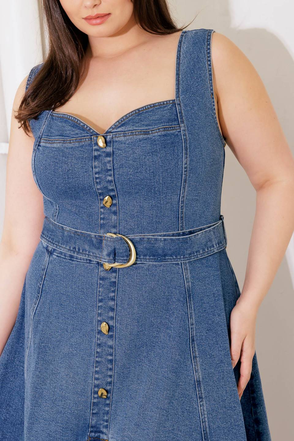 PRETTIEST BEHAVIOR DENIM MIDI DRESS - Image 14