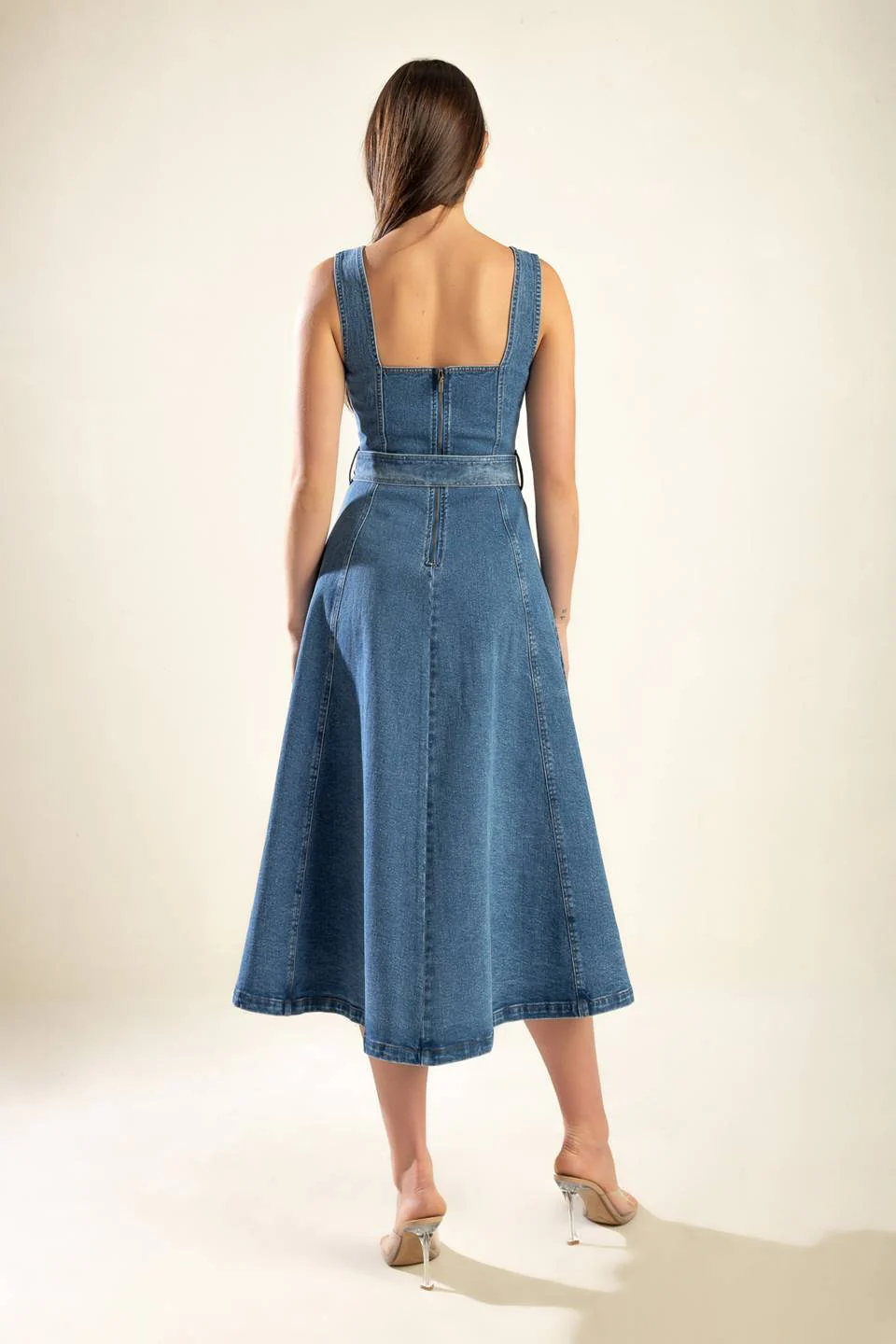PRETTIEST BEHAVIOR DENIM MIDI DRESS - Image 2
