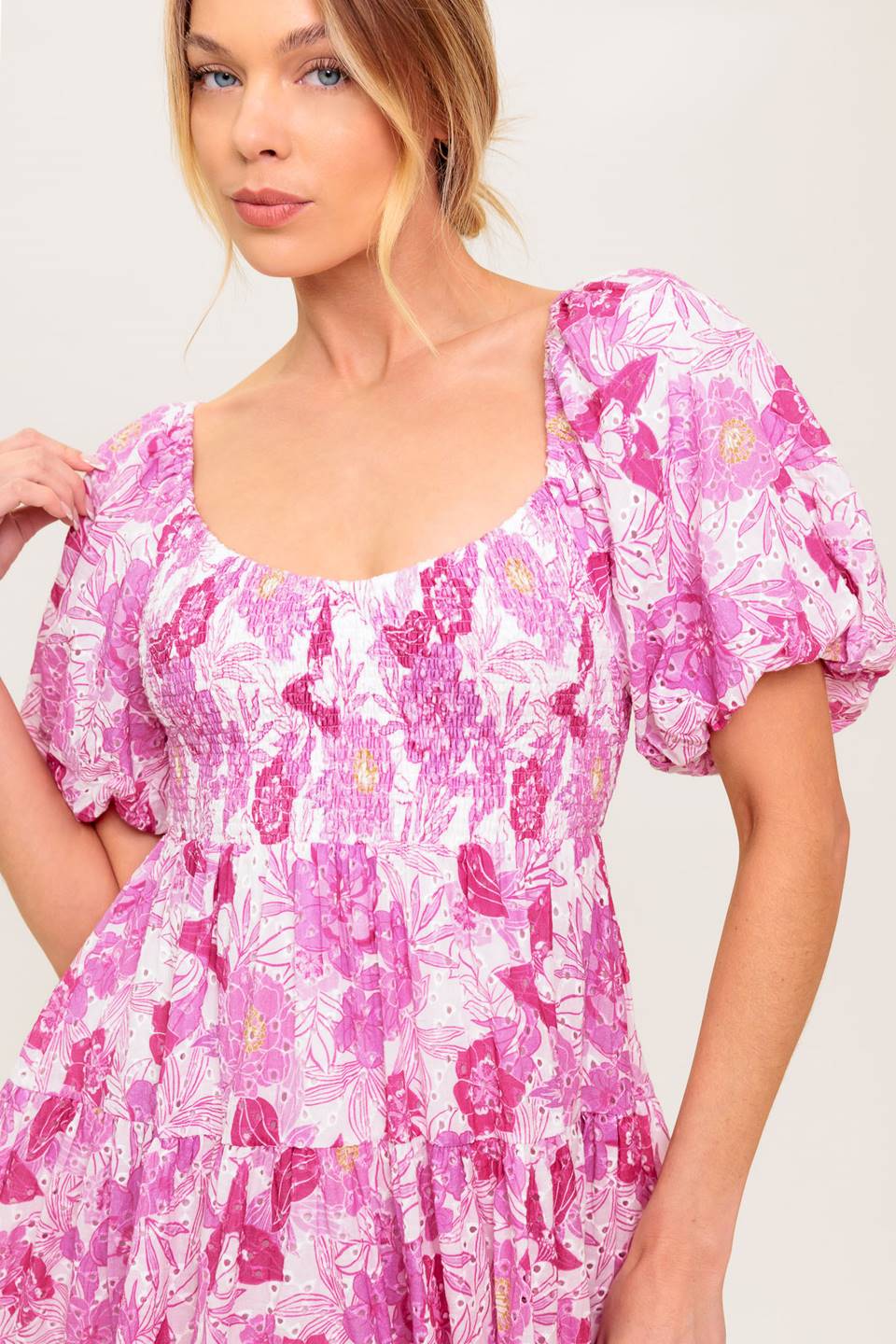 PRETTY IN PINK EYELET MINI DRESS - Image 3
