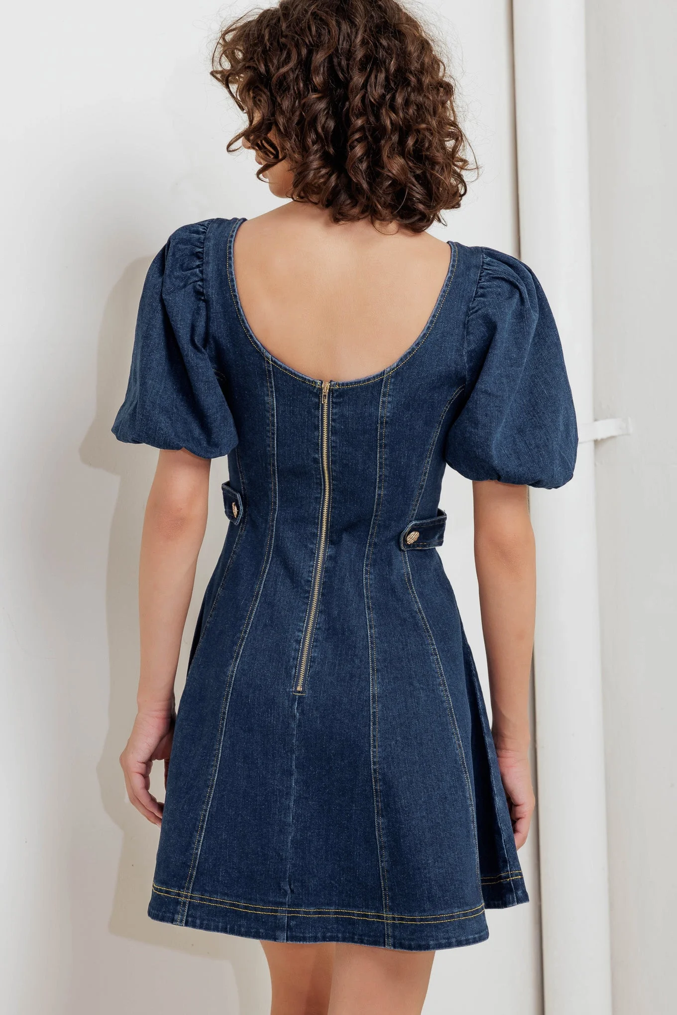 PUFF & PLAY DENIM MINI DRESS - FINAL SALE - Image 4