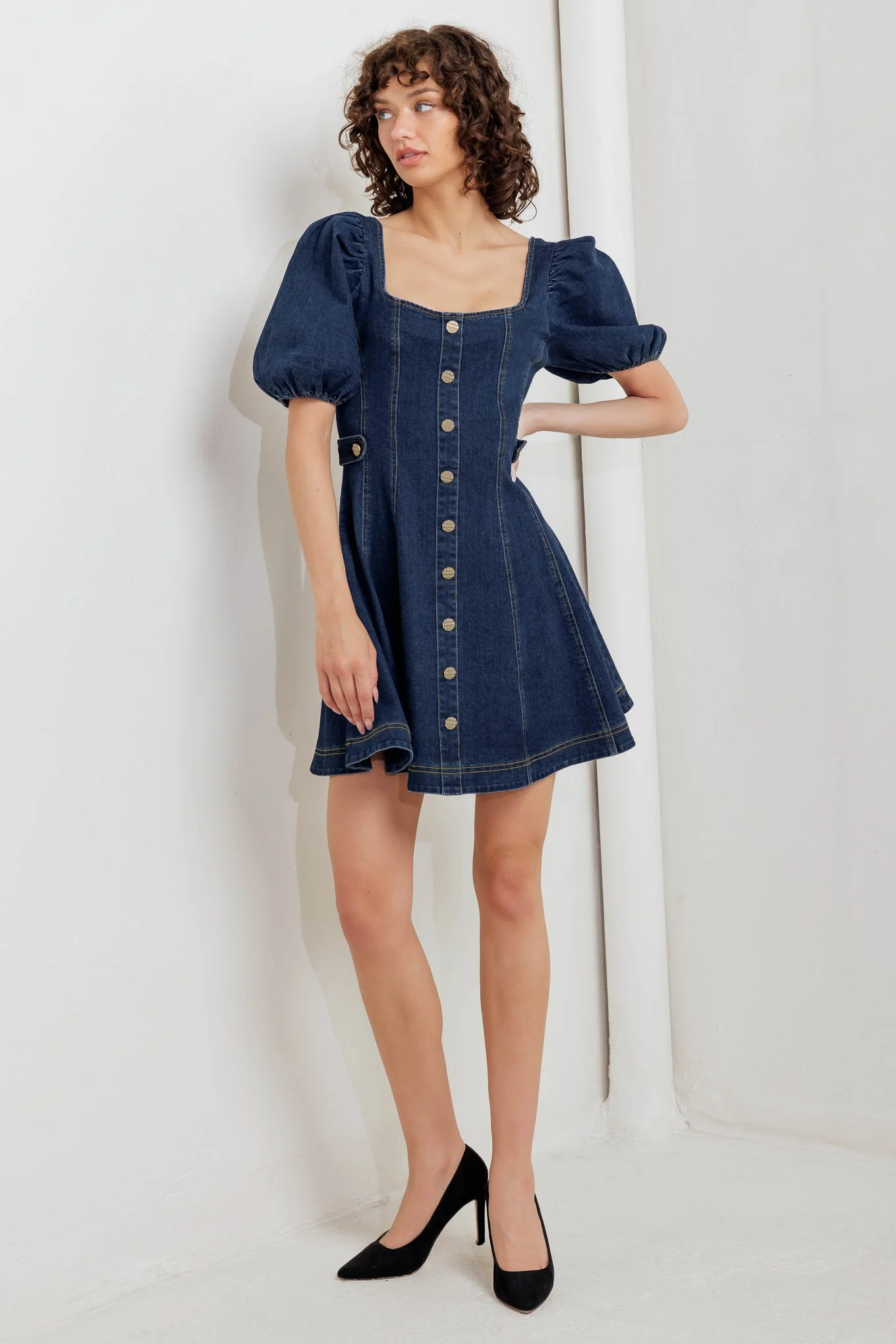 PUFF & PLAY DENIM MINI DRESS - FINAL SALE - Image 5