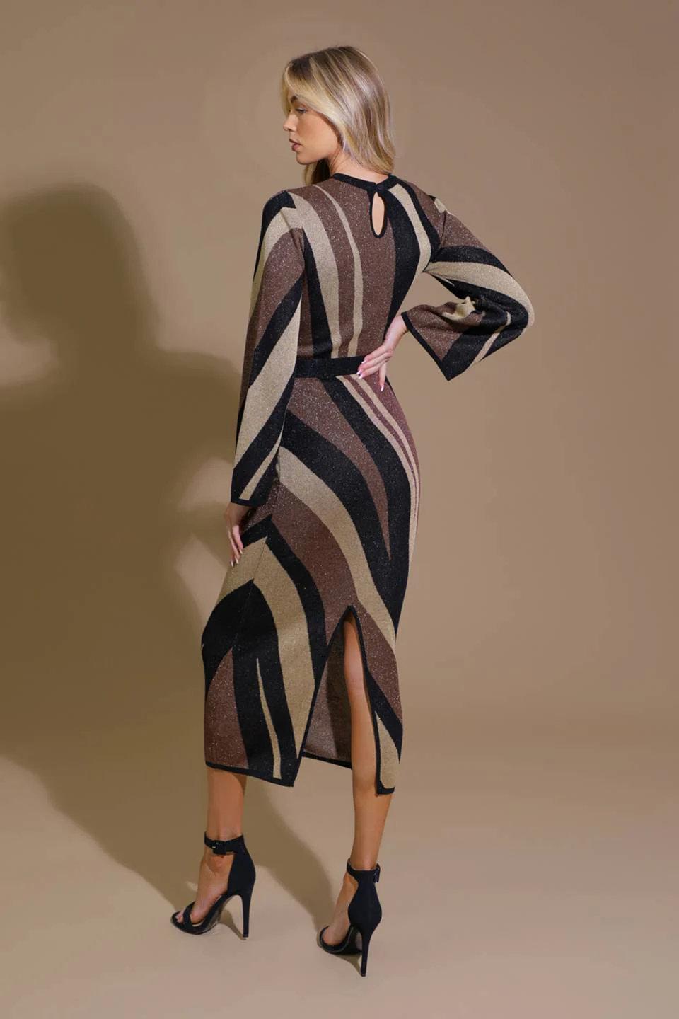 PUT ON A SMILE BROWN MIDI SWEATER DRESS - Image 6