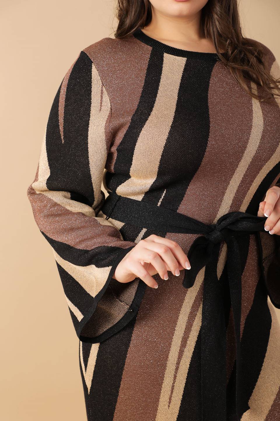 PUT ON A SMILE BROWN MIDI SWEATER DRESS - Image 9