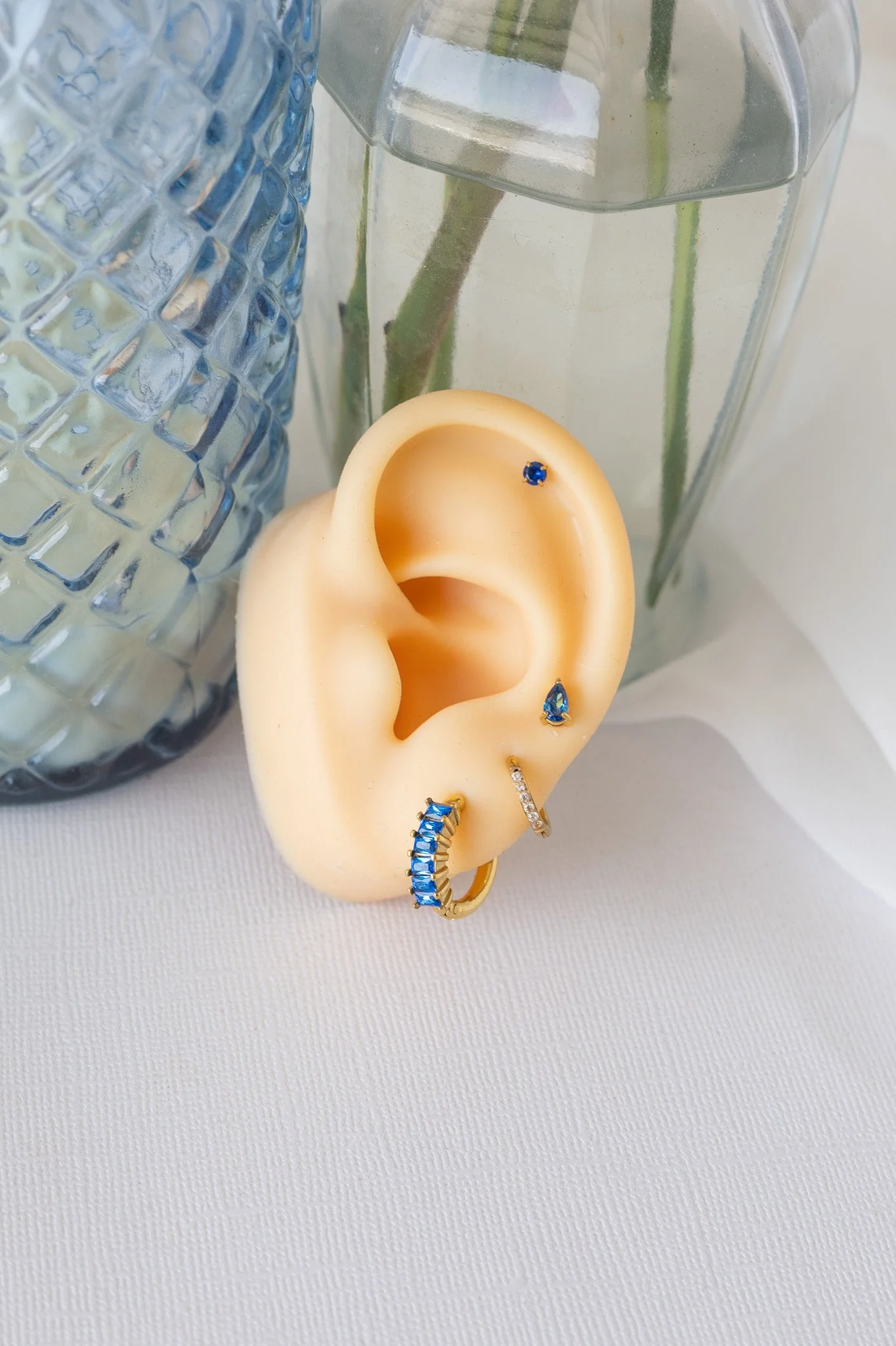 Raindrop Stud Earring in Blue Crystal - Image 3