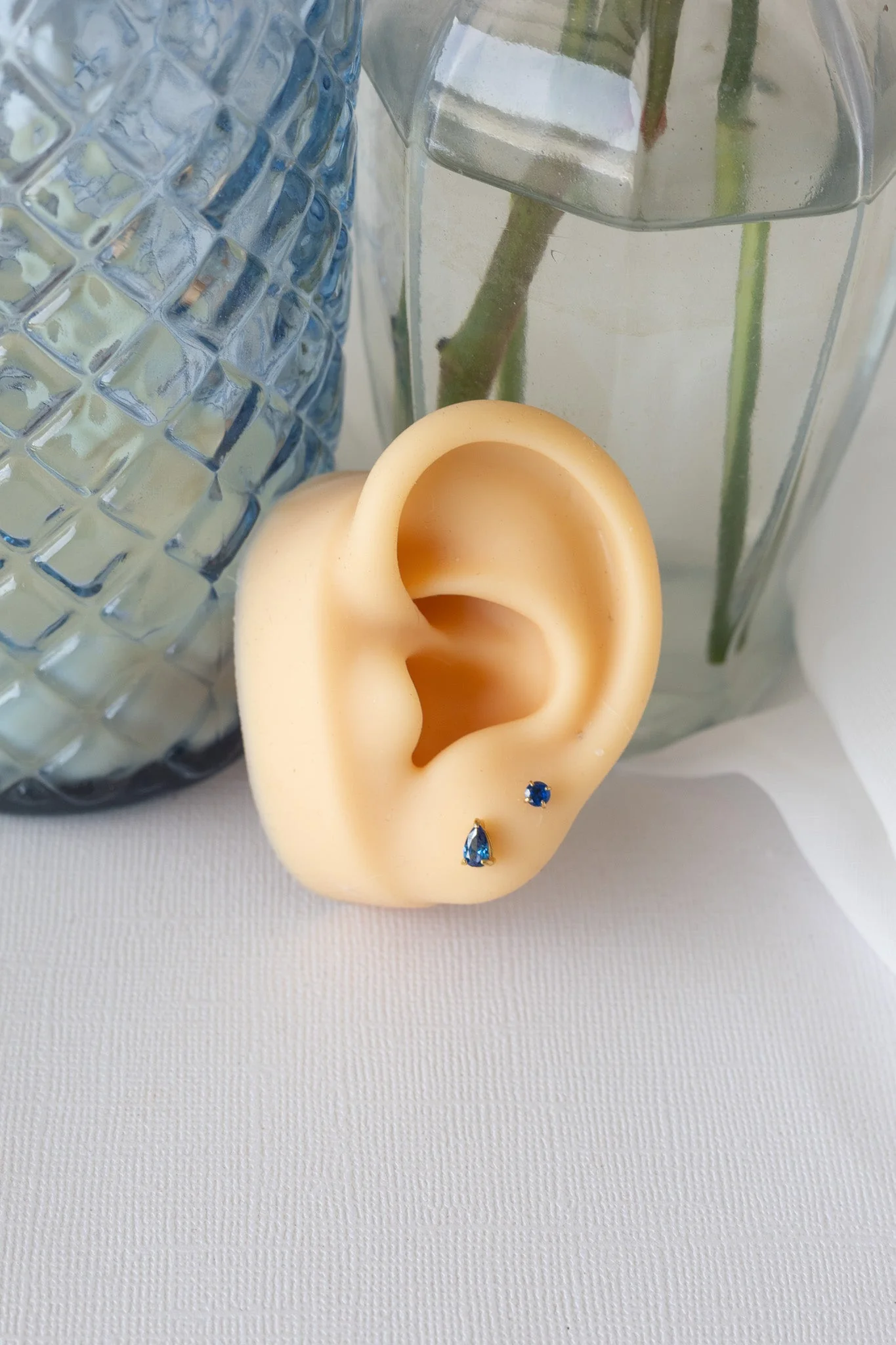 Raindrop Stud Earring in Blue Crystal - Image 7
