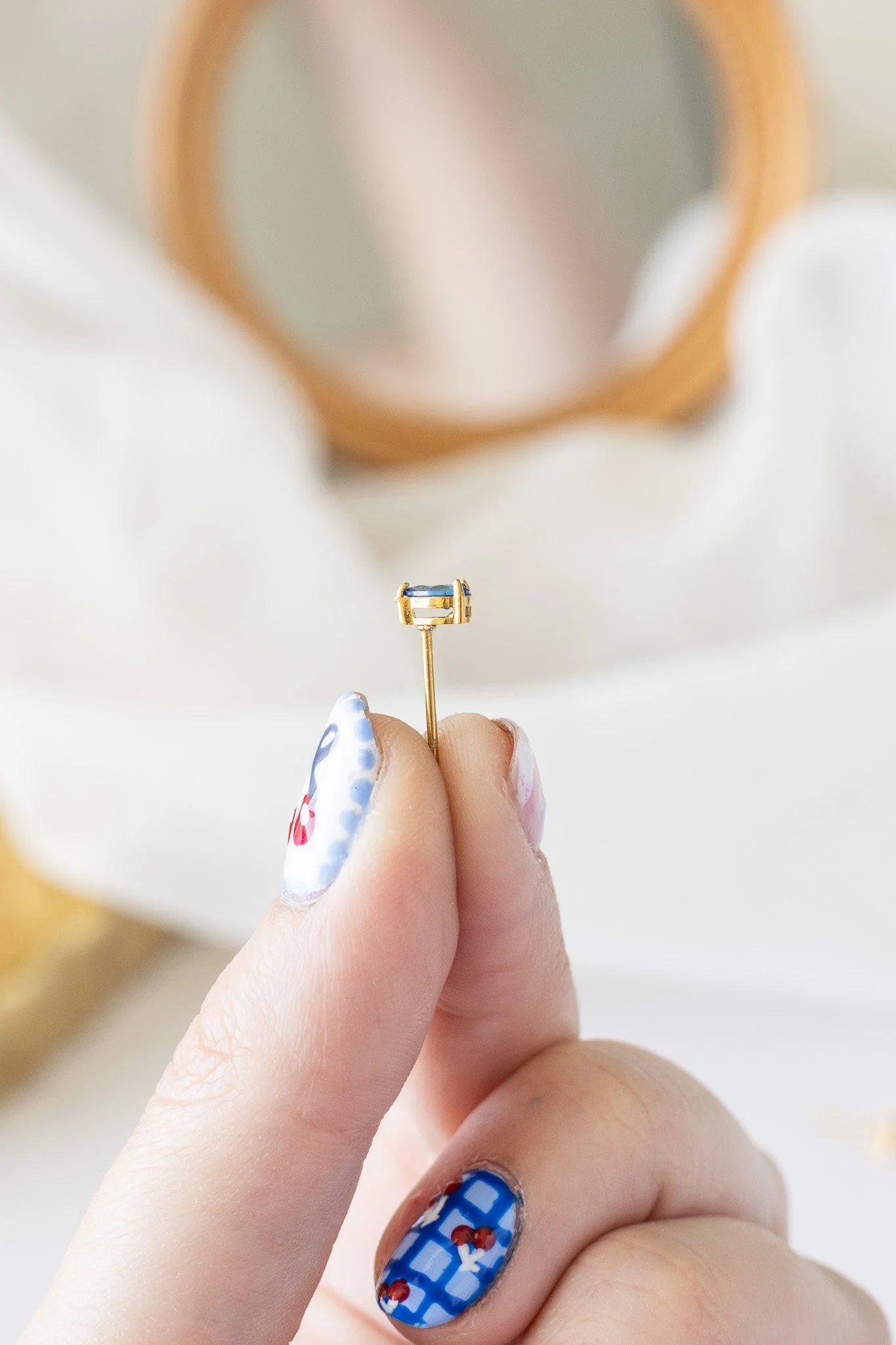 Raindrop Stud Earring in Blue Crystal - Image 8
