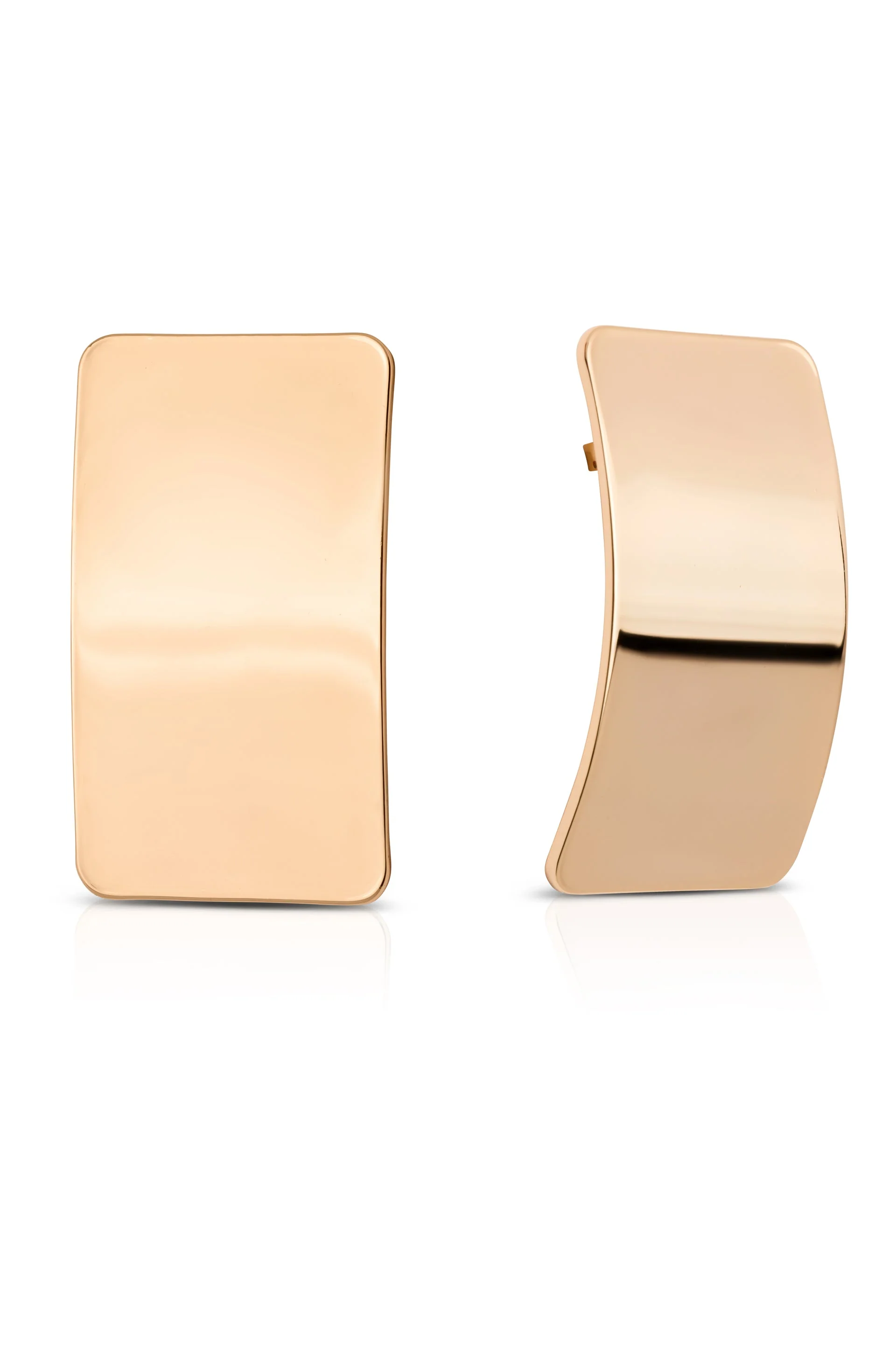 Rectangle Metal Stud Earrings - Image 2