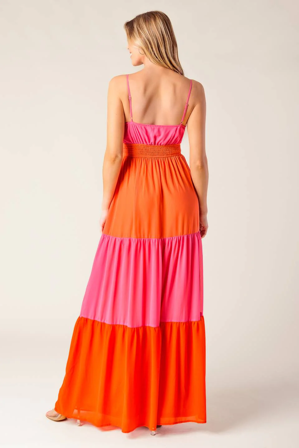 REGAL SUNRISE - PINK & RED COLOR BLOCKED MAXI DRESS - Image 4