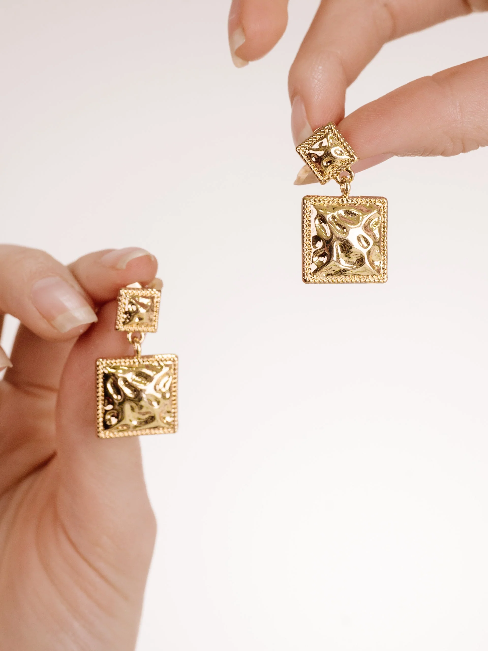 Repeated Square Dangle Earrings - Image 4