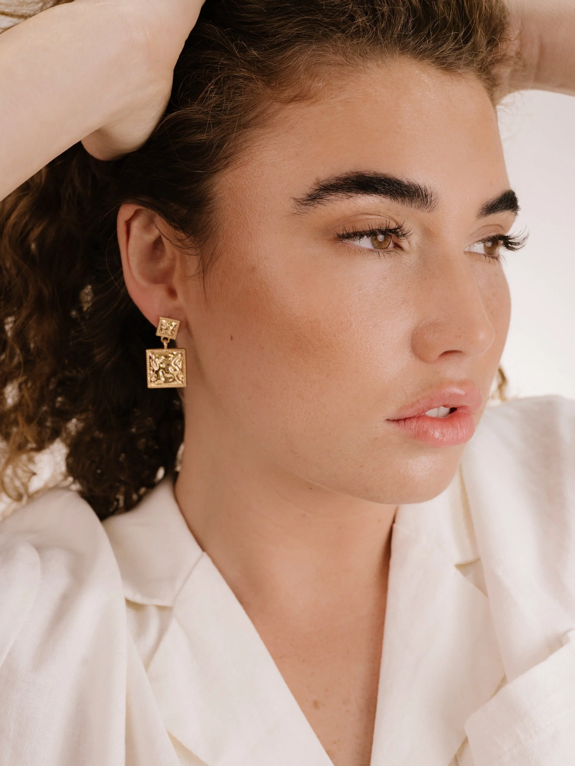 Repeated Square Dangle Earrings - Image 5
