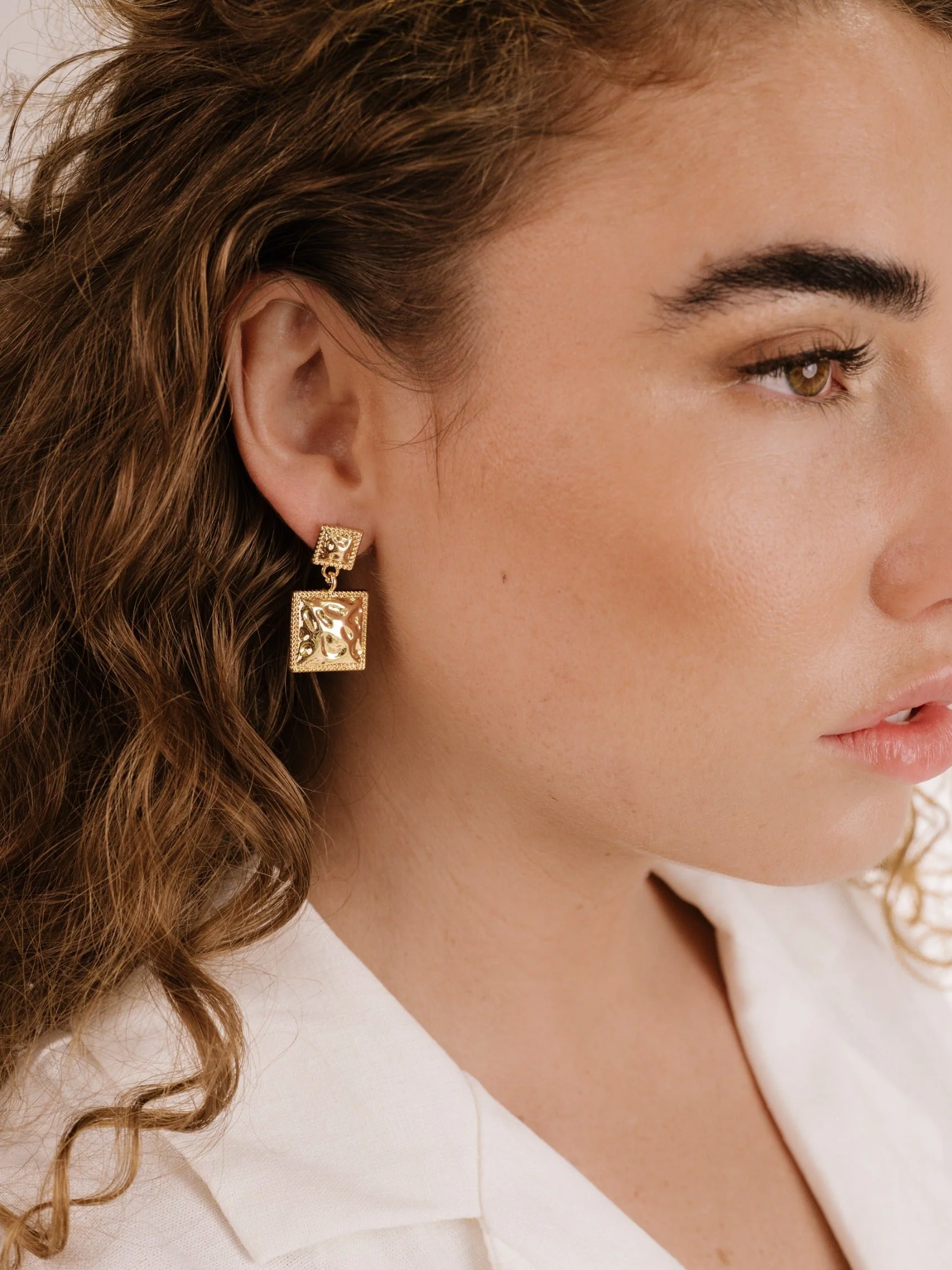 Repeated Square Dangle Earrings - Image 6