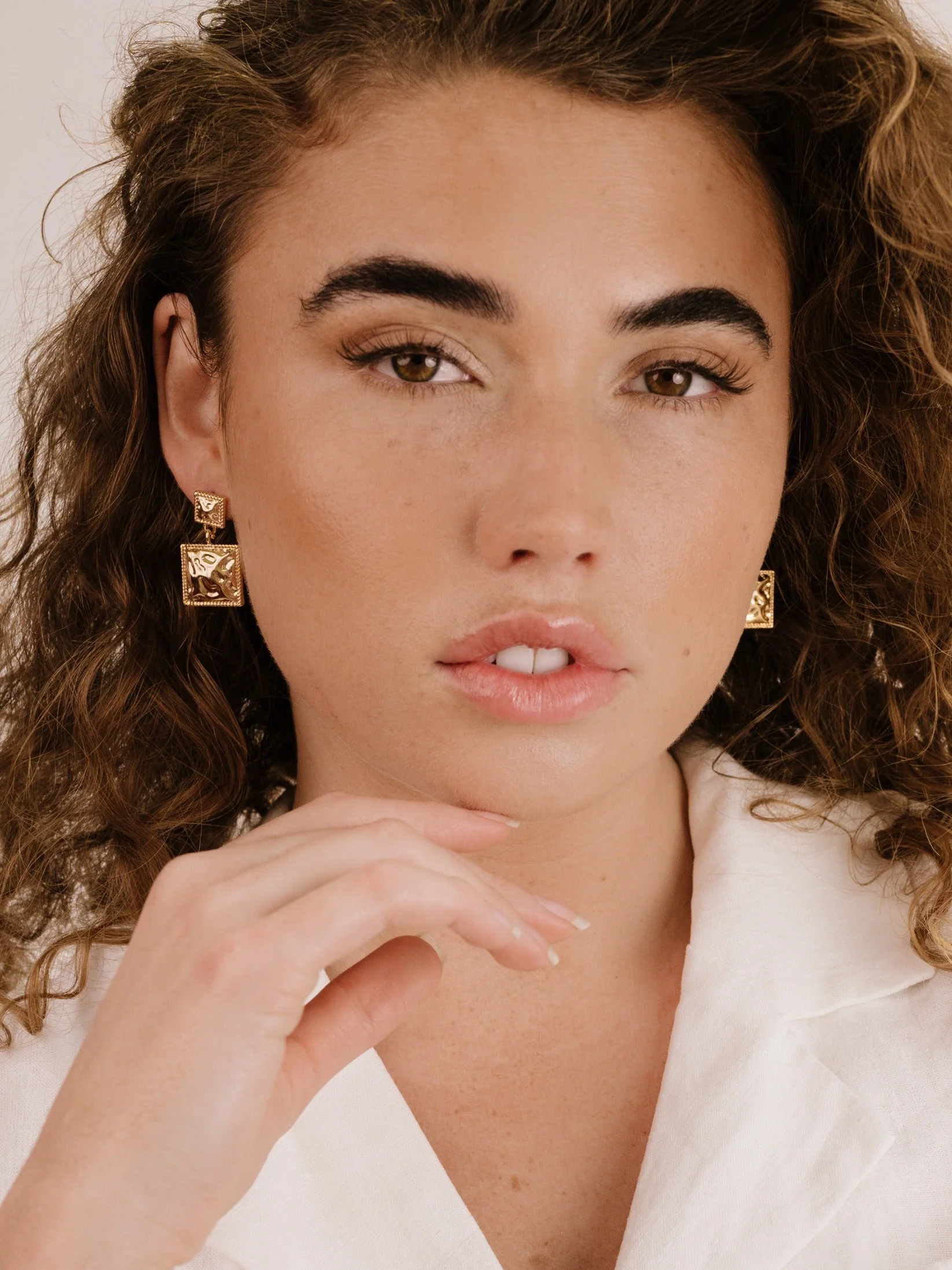 Repeated Square Dangle Earrings - Image 7