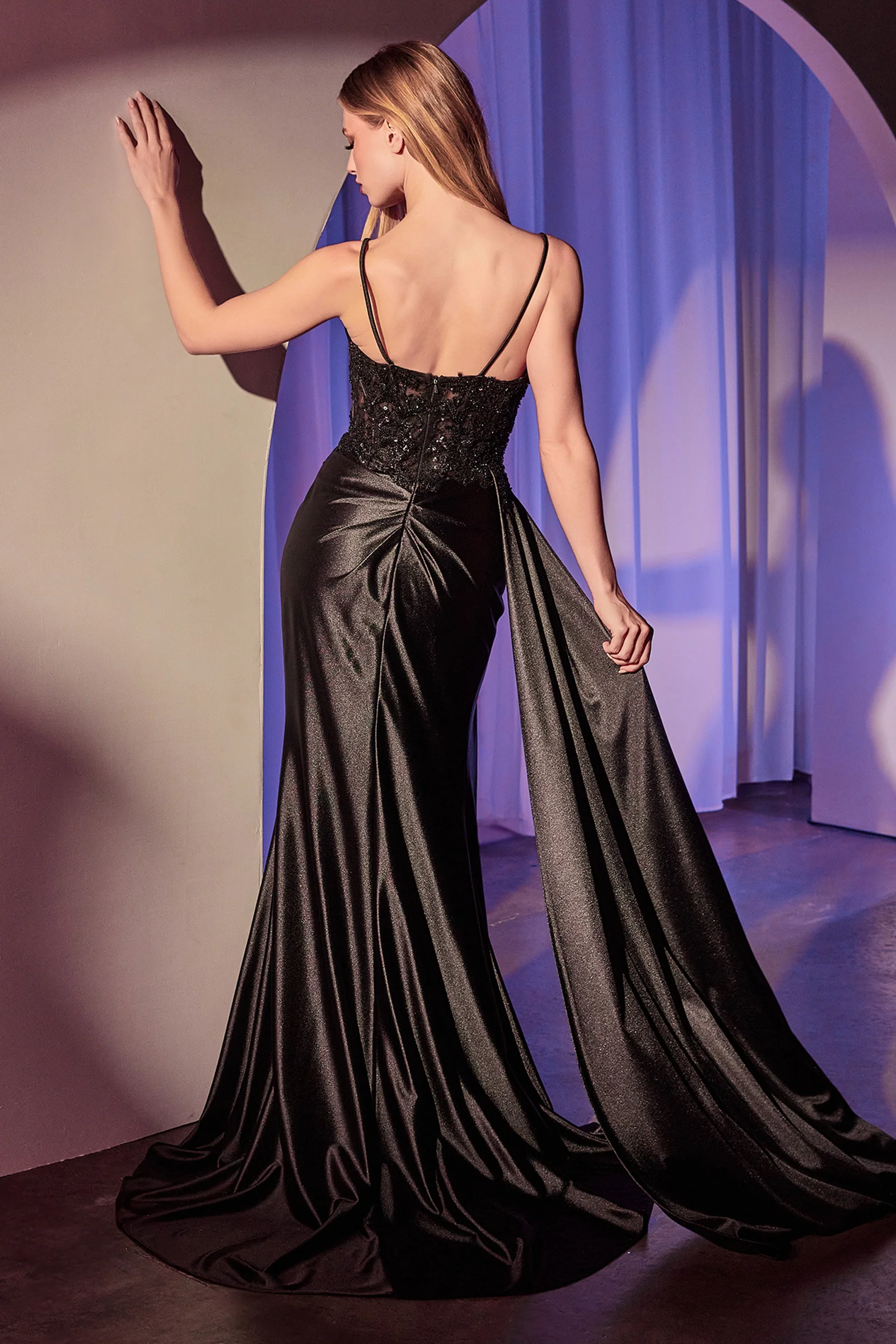 Reynolds Gown - Satin Pleated Fitted Gown - Image 6