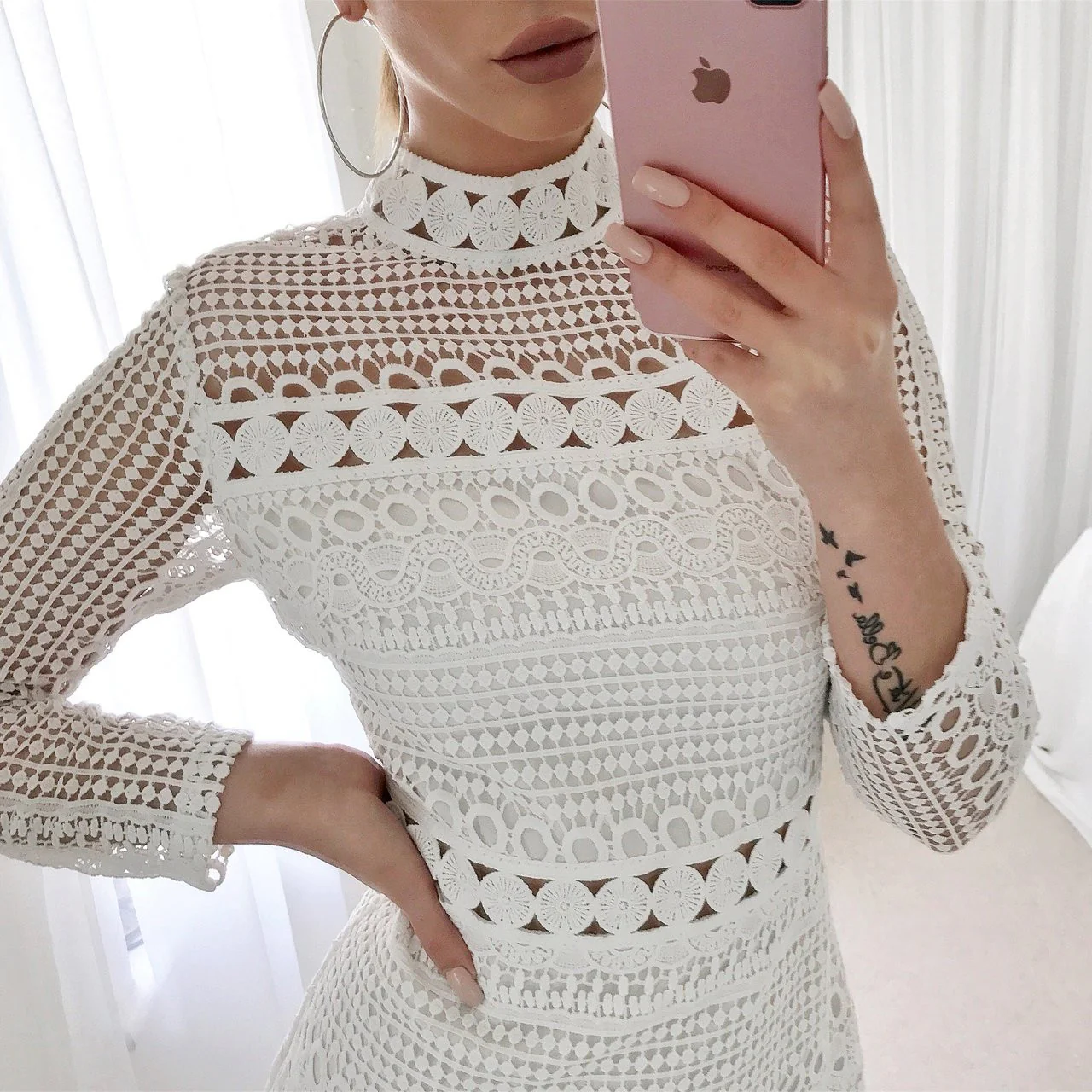 The Riverdale Mini Dress – White Lace Long Sleeve Dress - FINAL SALE - Image 7