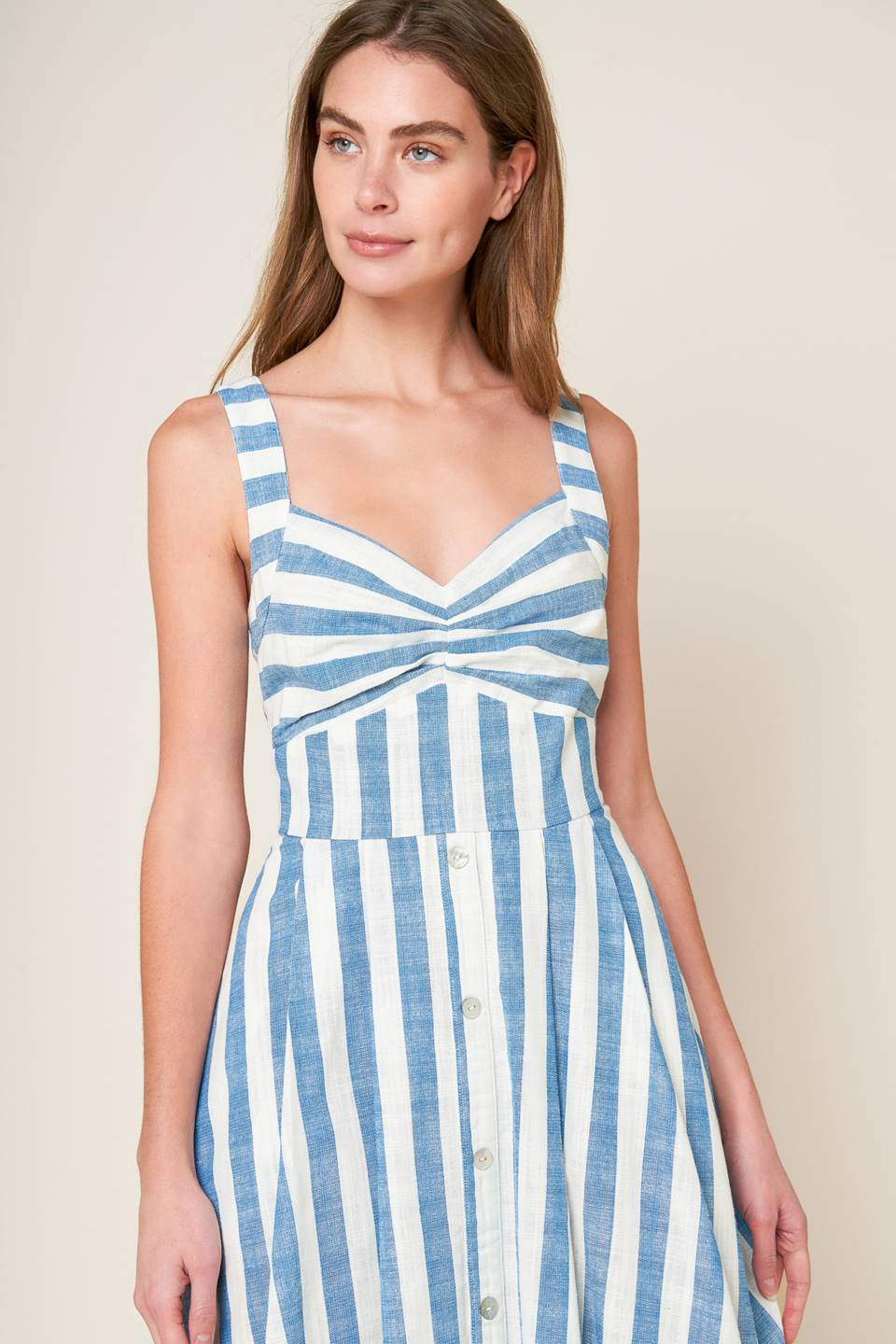 RIVERSIDE PARK BLUE STRIPE MIDI DRESS - Image 4