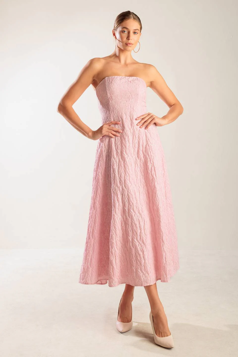 ROLL WITH IT LIGHT PINK MIDI DRESS - Image 6