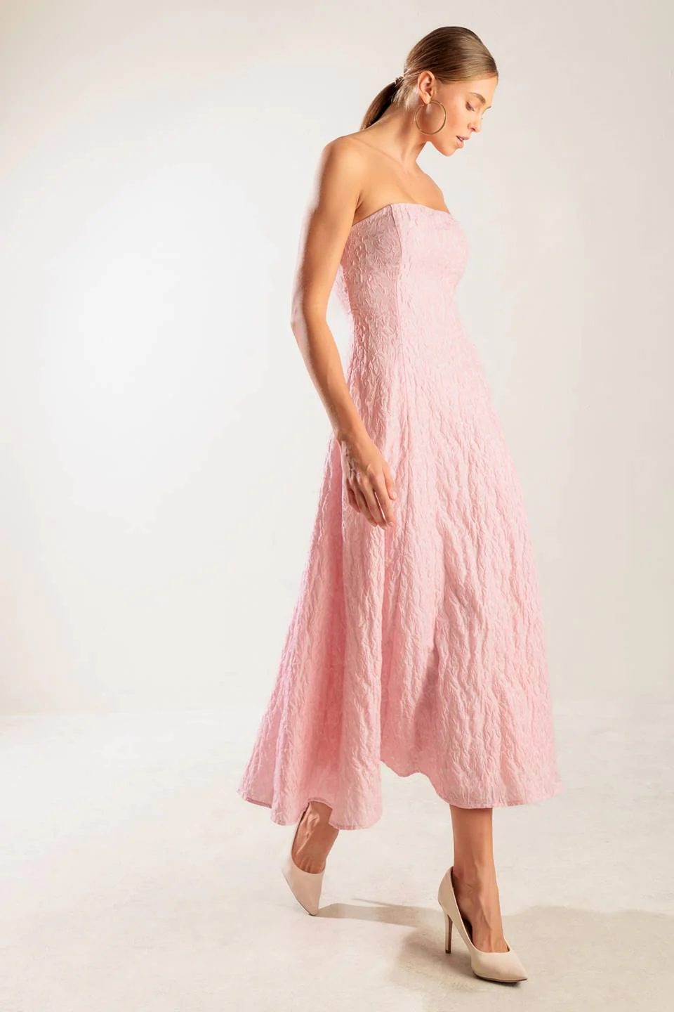 ROLL WITH IT LIGHT PINK MIDI DRESS - Image 7