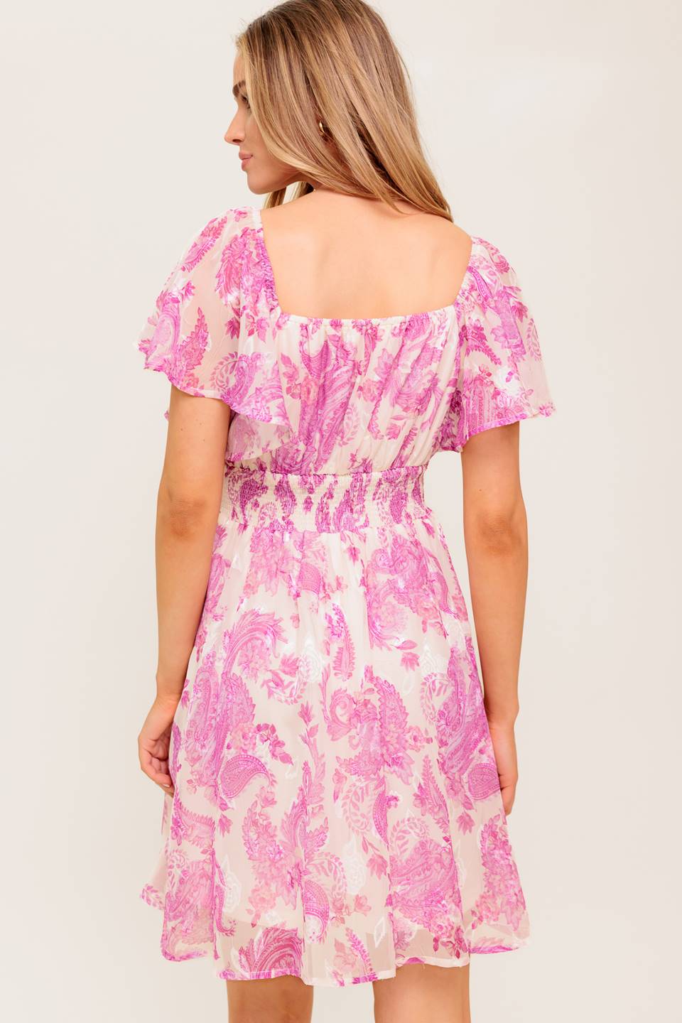 ROMANTIC WALKS FLUTTER SLEEVE MINI DRESS - PINK - Image 2