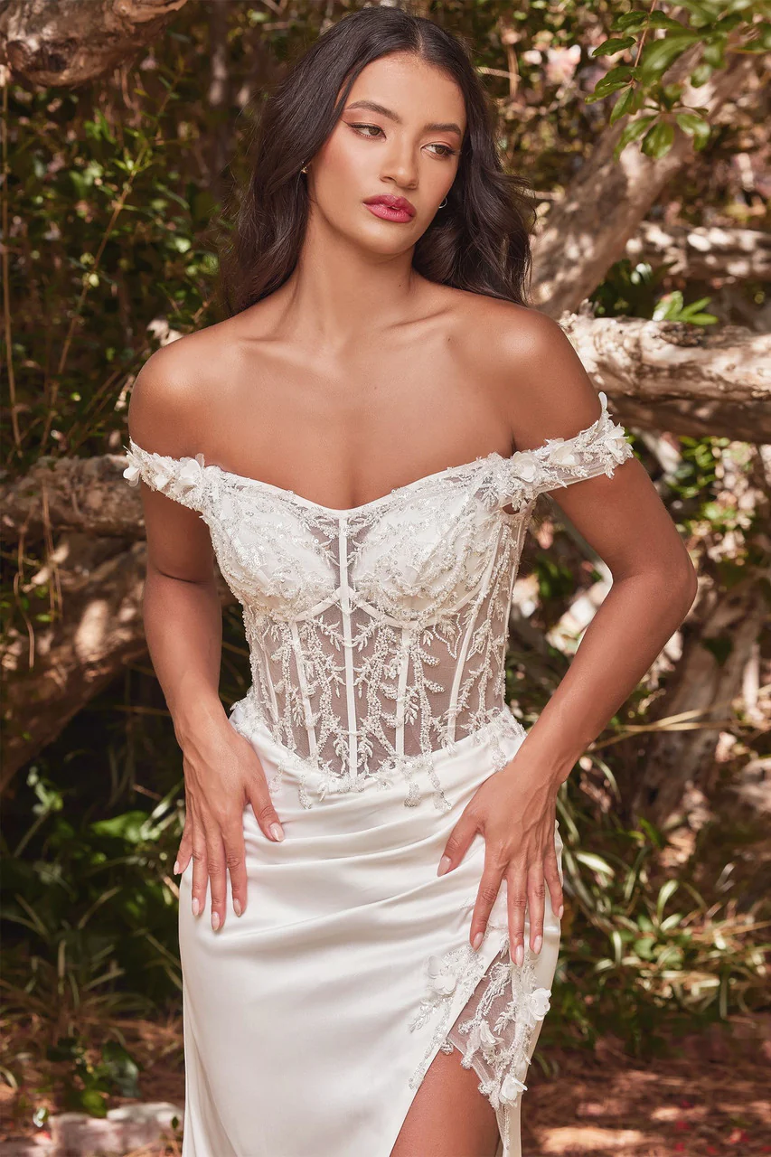 Rosaline Gown - Off White - FLORAL OFF THE SHOULDER GOWN - Image 3