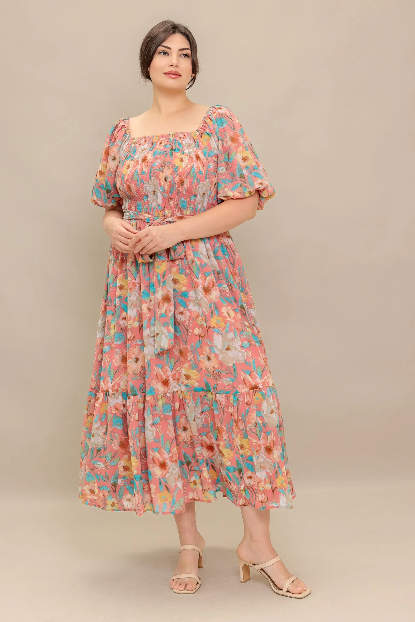 ROSY TWILIGHT FLORAL MIDI DRESS - Image 10