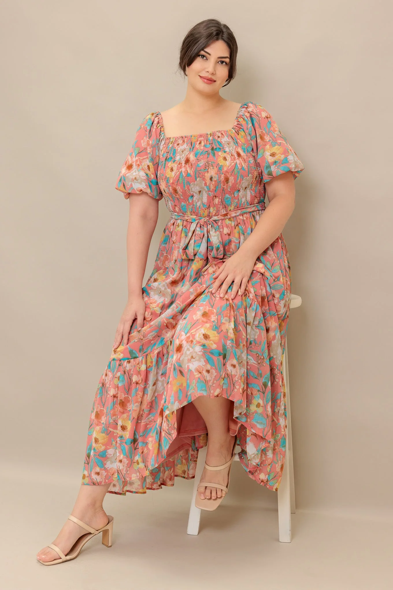 ROSY TWILIGHT FLORAL MIDI DRESS - Image 13
