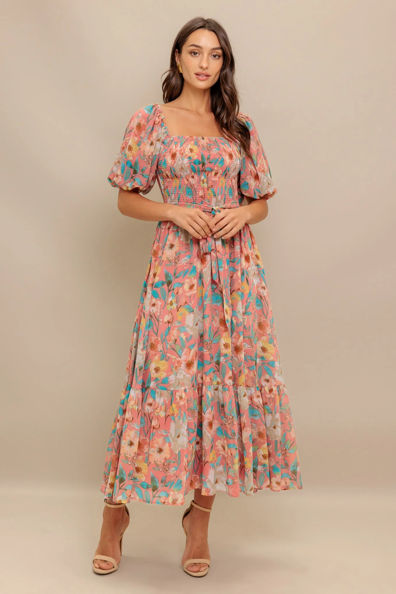 ROSY TWILIGHT FLORAL MIDI DRESS - Image 4